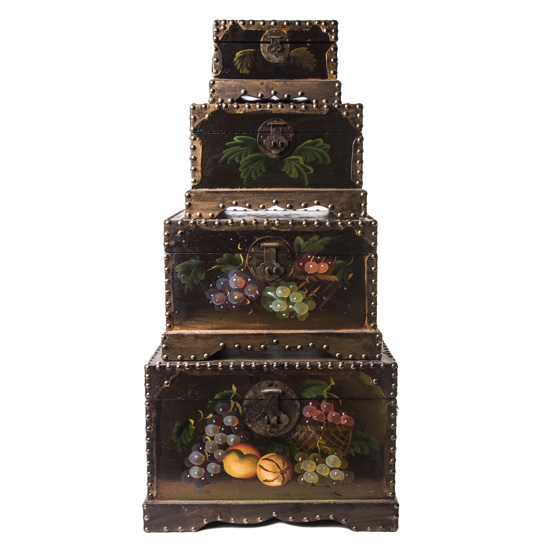 Painted Petite Wooden Nesting Trunks