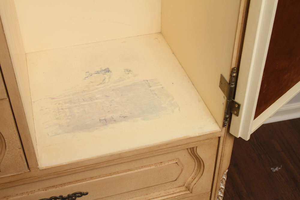 Stone Top Neoclassical Style Wardrobe with Metal Base