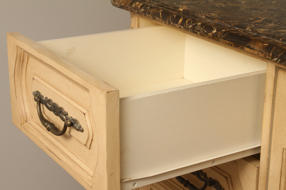 Stone Top Neoclassical Style Wardrobe with Metal Base