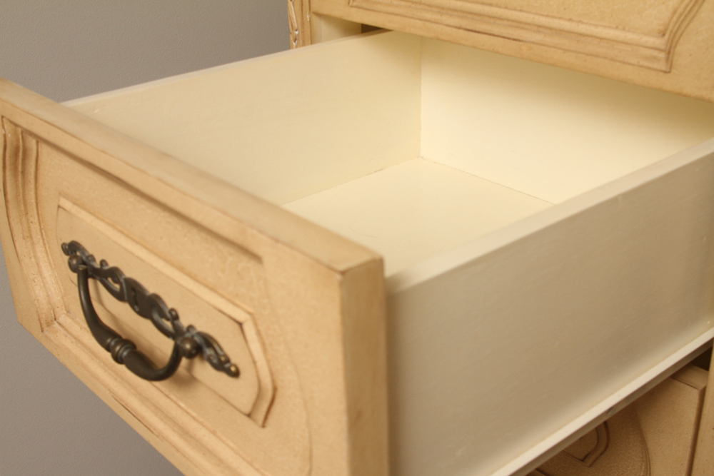 Stone Top Neoclassical Style Wardrobe with Metal Base