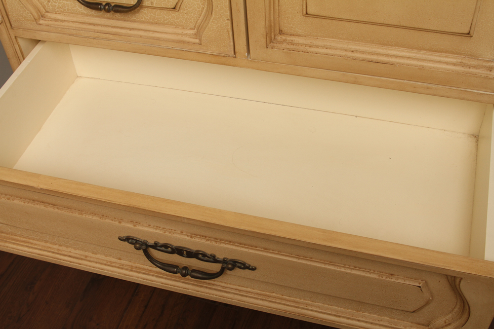 Stone Top Neoclassical Style Wardrobe with Metal Base