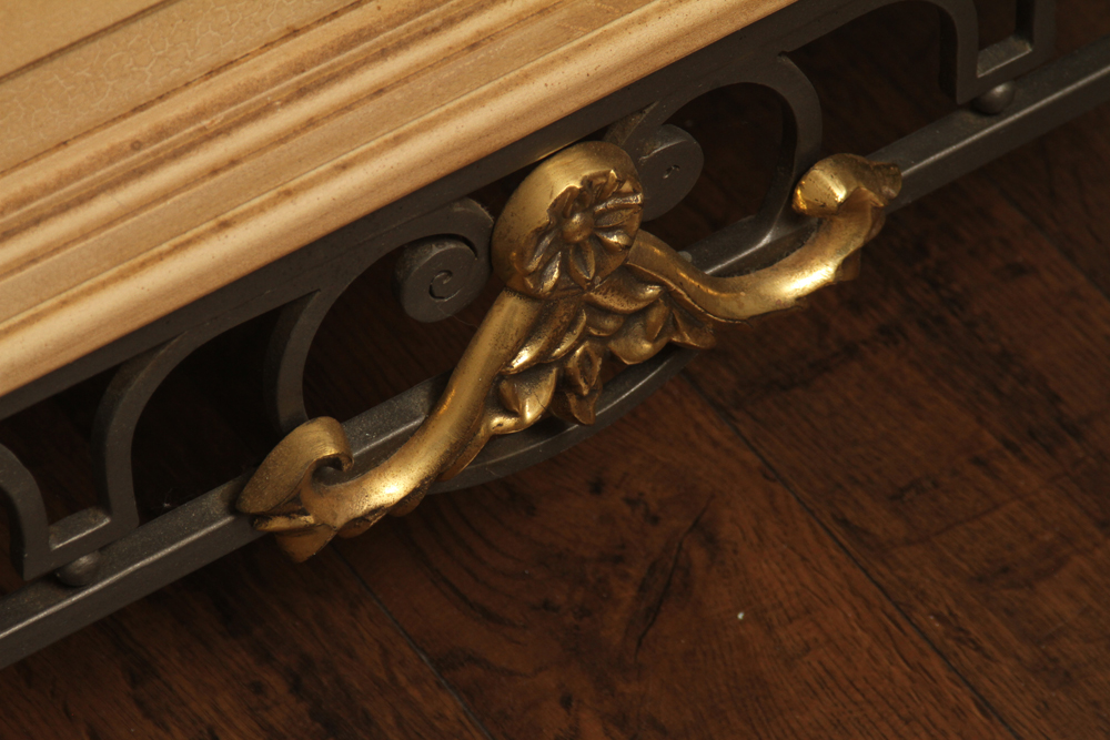 Stone Top Neoclassical Style Wardrobe with Metal Base