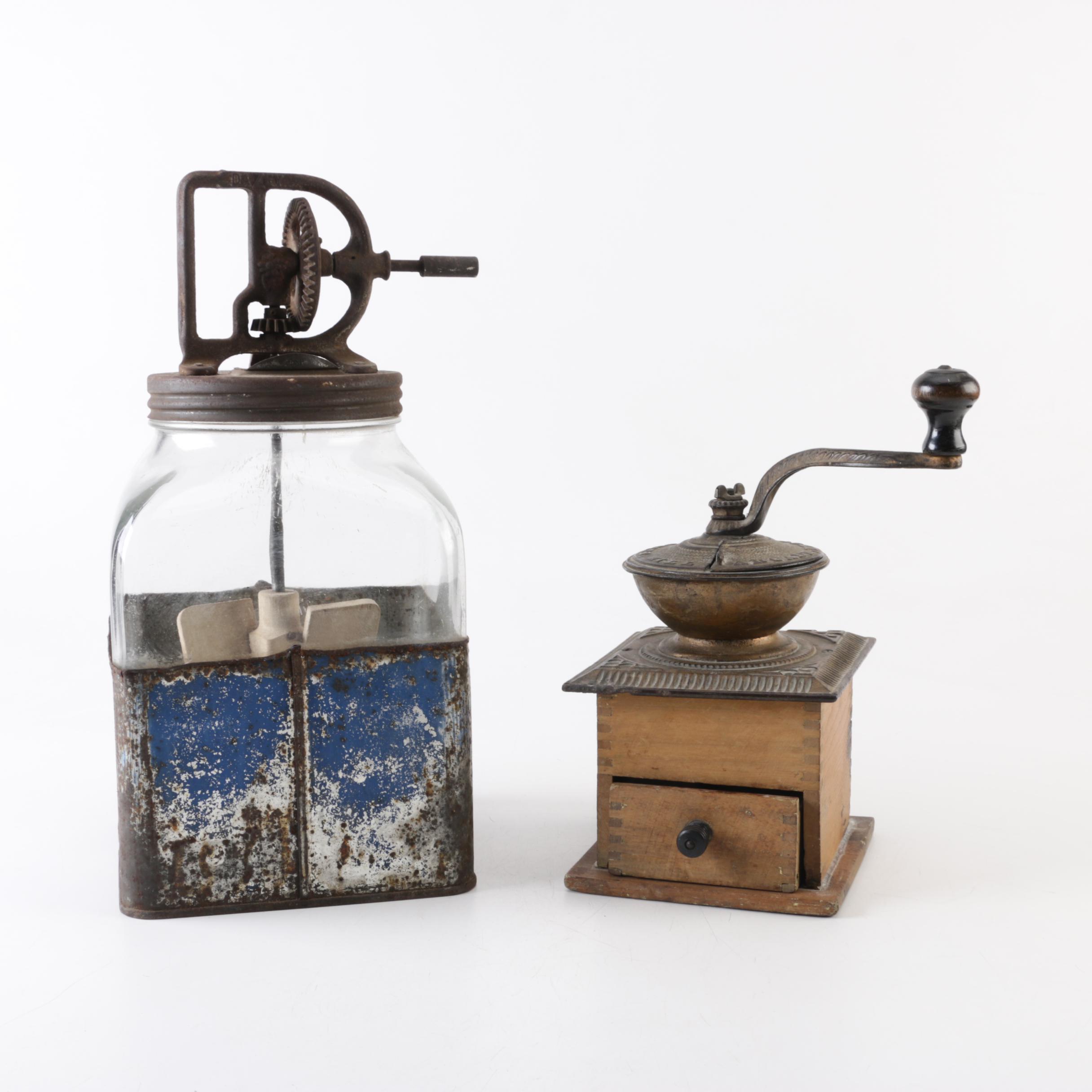 Vintage Arcade Mfg. Co "Favorite Mill" Coffee Grinder and Dazey Dairy Churn