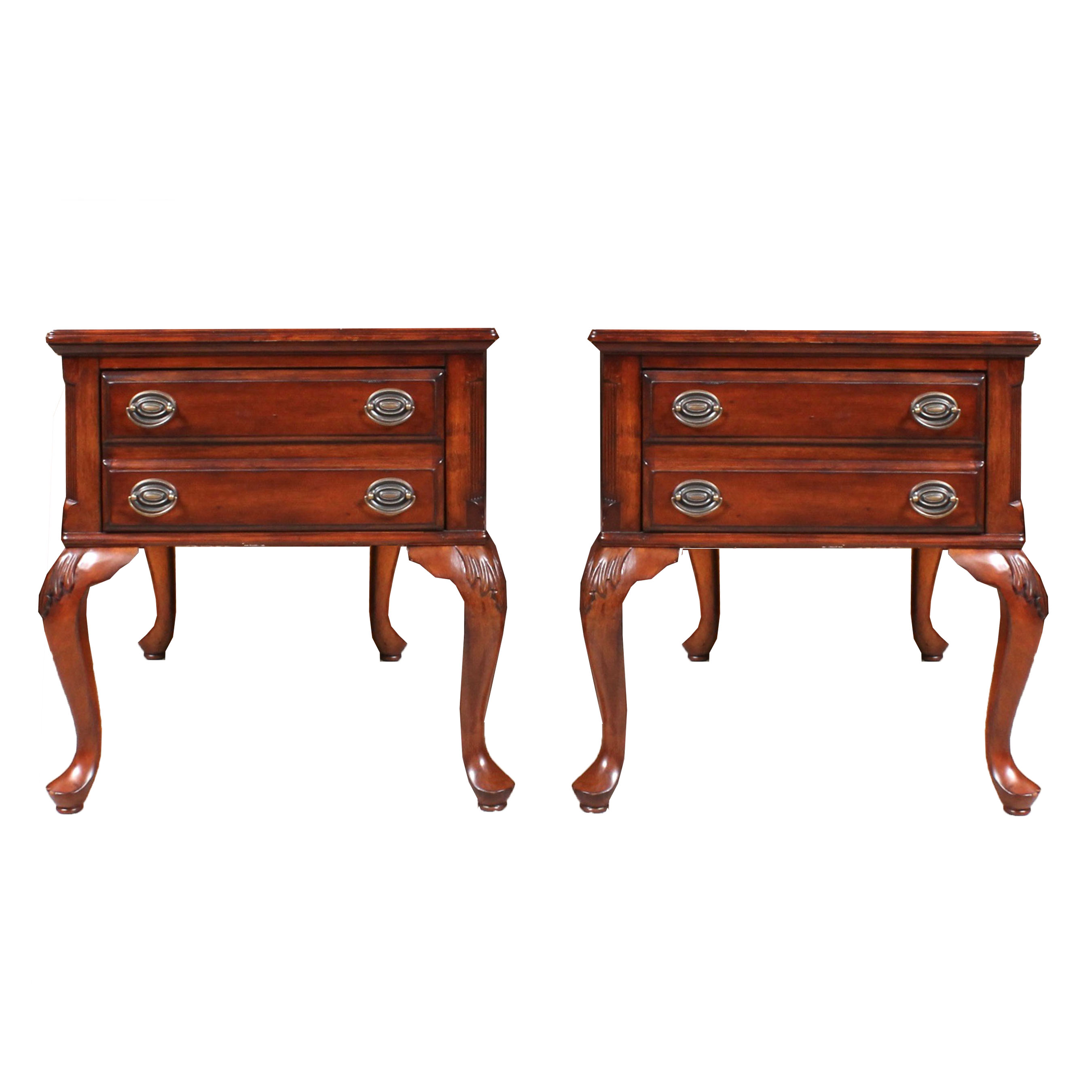 Pair of Chris Madden Wood Veneer Side Tables