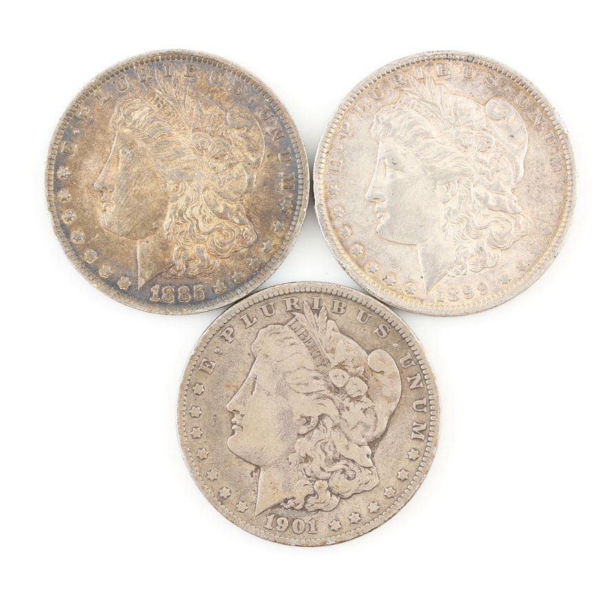 Group of Three Silver Morgan Dollars