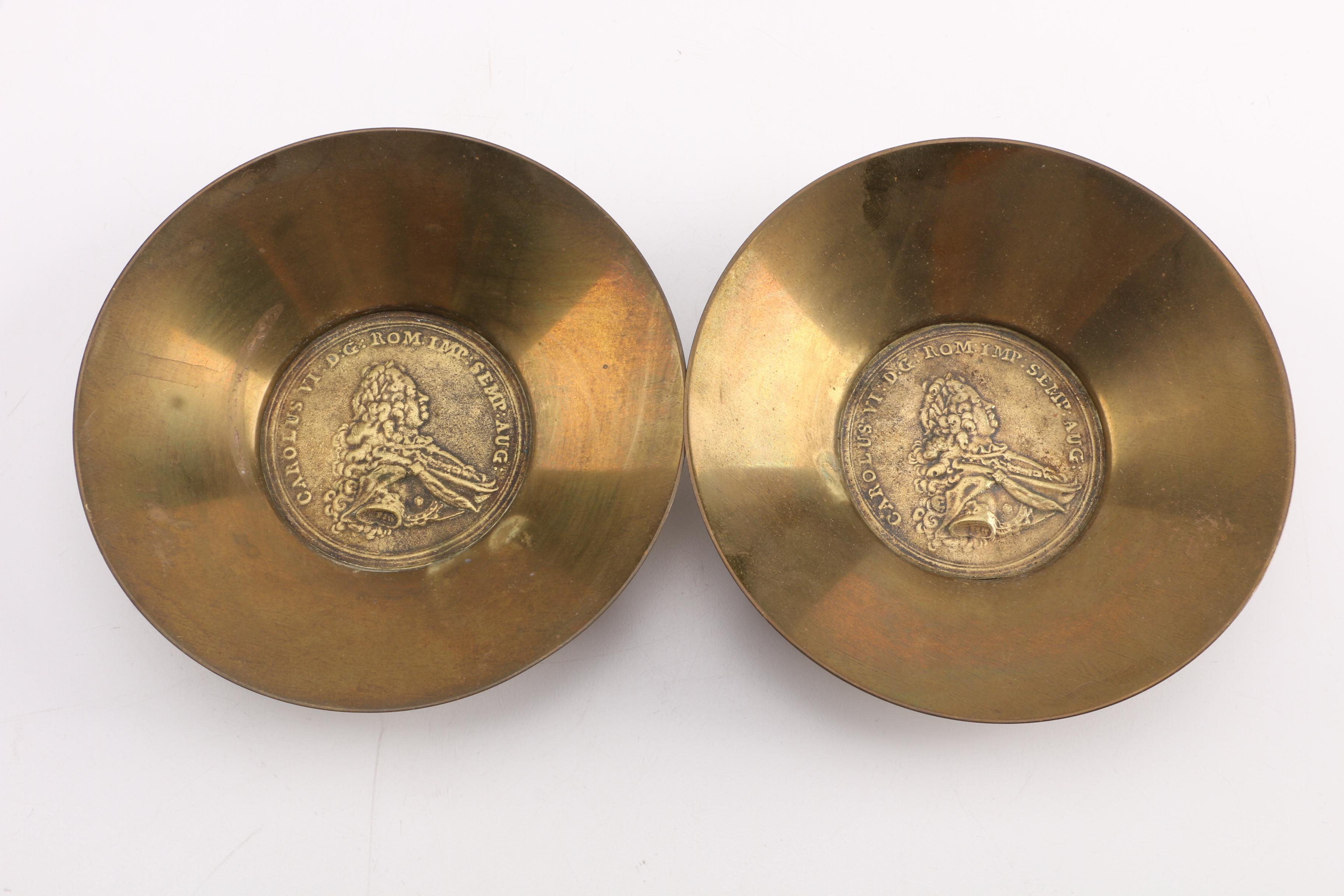 Austrian Ironworker's Society Medals Set in Brass Bowls