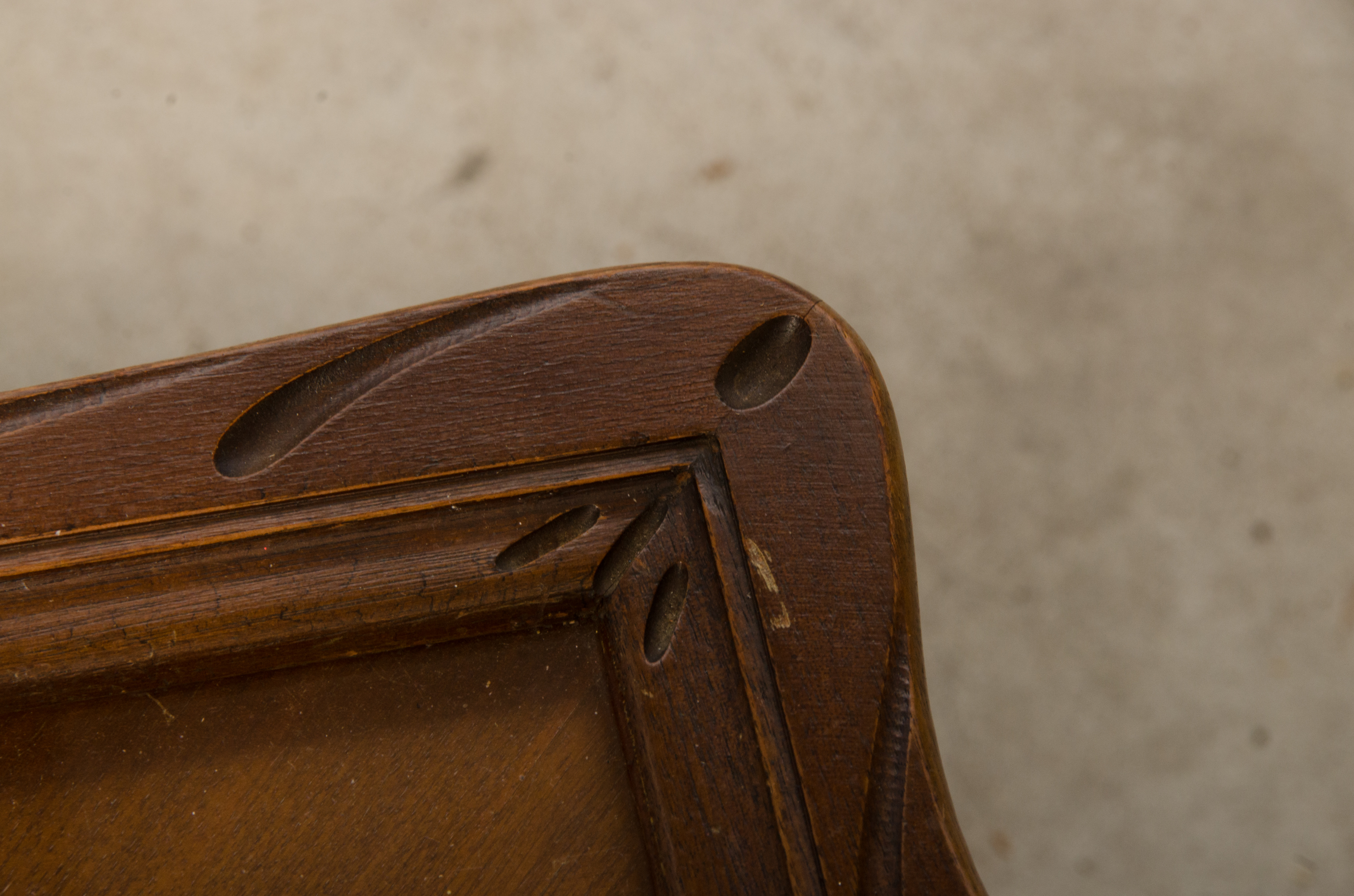 Carved Wooden Coffee Table with Inlaid Glass Top