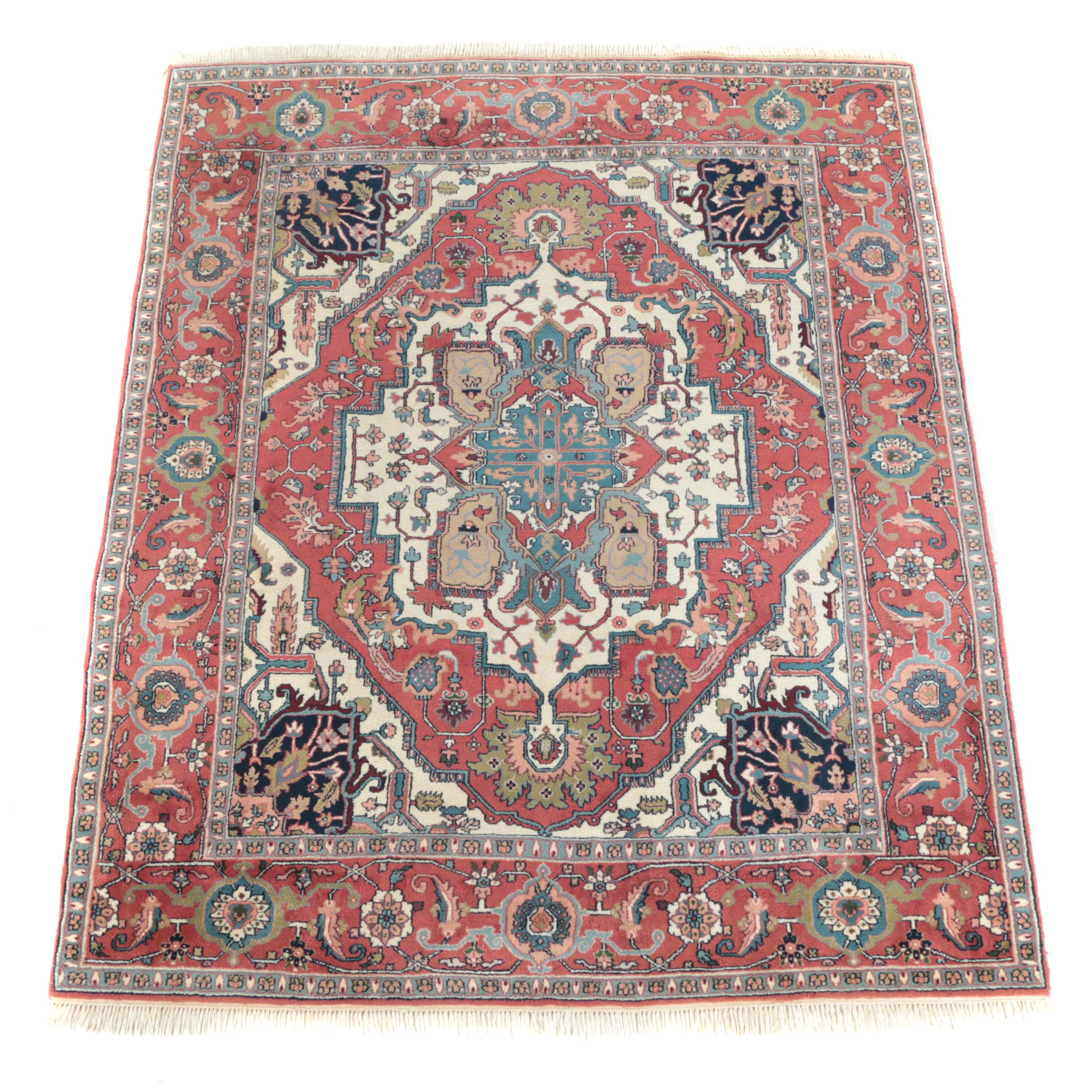 Hand-knotted Persian Heriz Area Rug