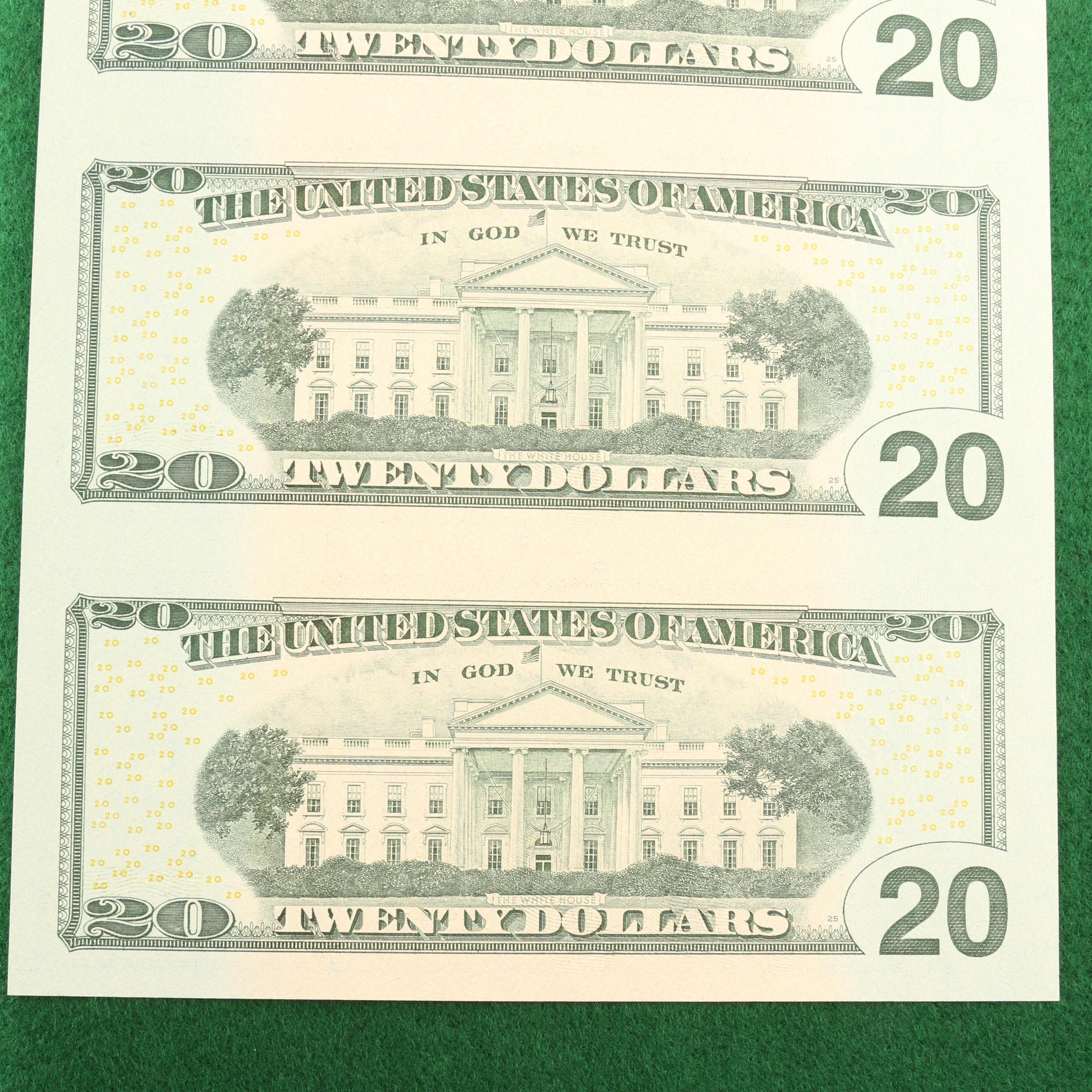 "Legal Tender Uncut Currency Sheets of the U.S." Currency Set