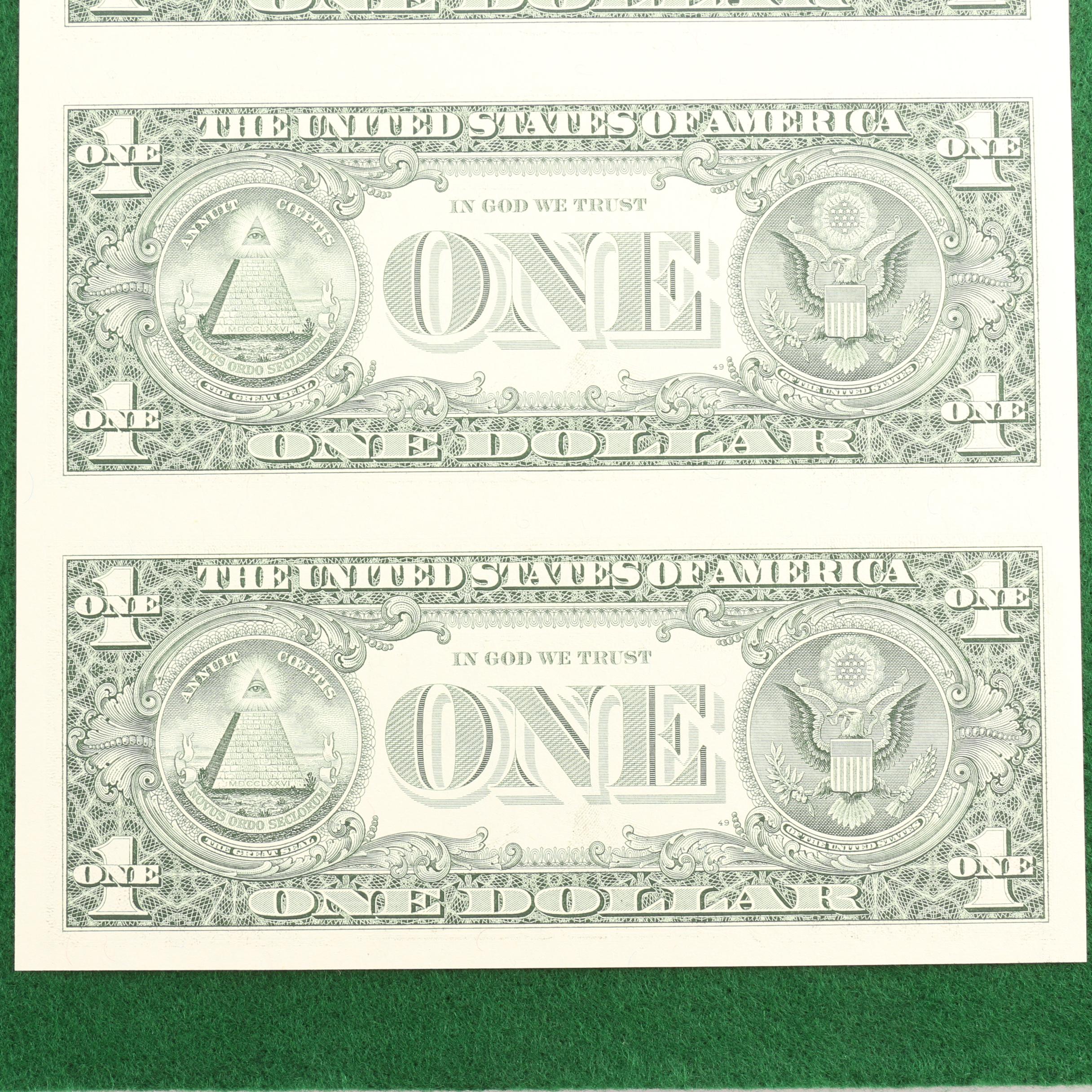 "Legal Tender Uncut Currency Sheets of the U.S." Currency Set