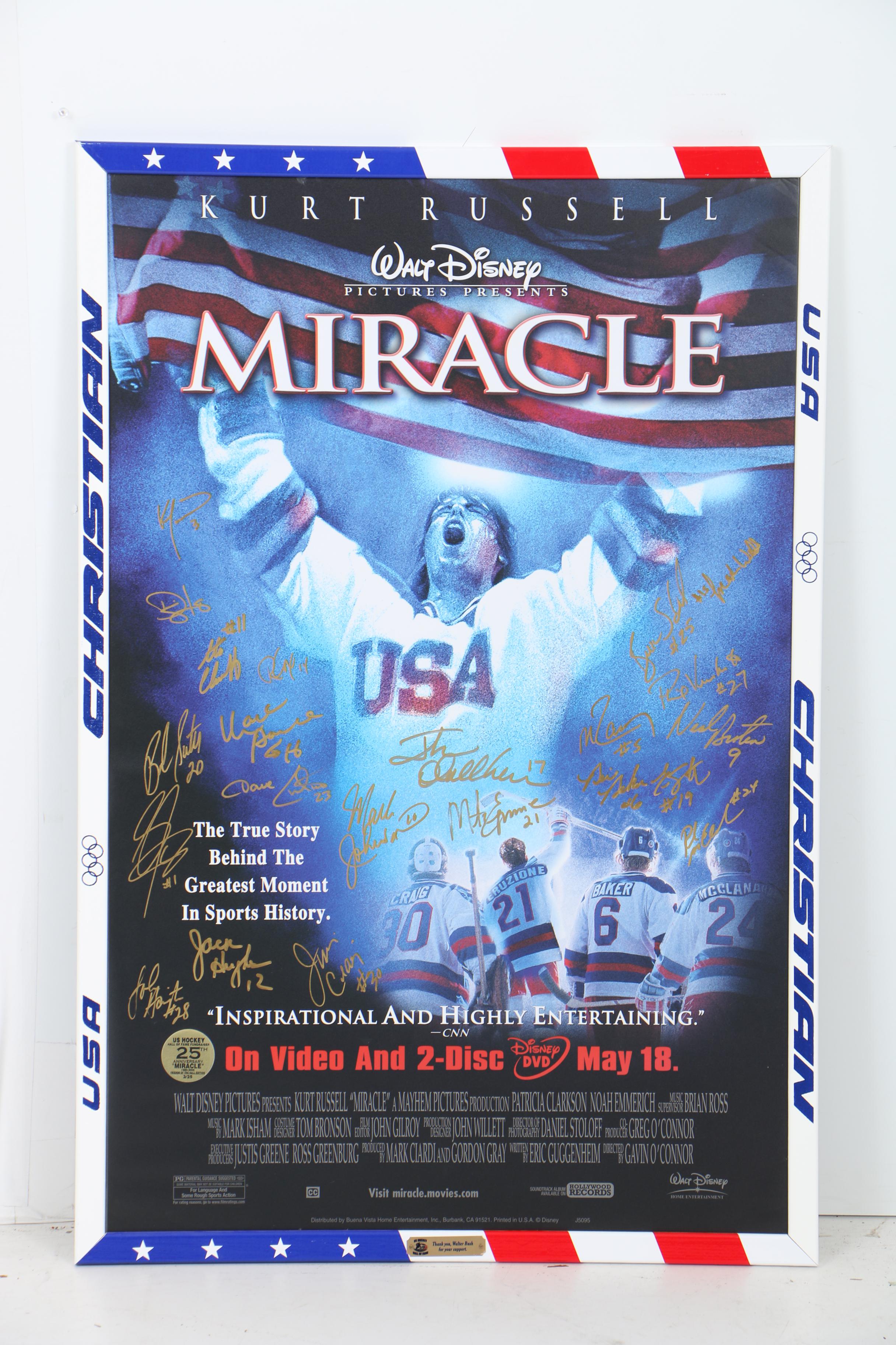 "Miracle" Movie Poster Signed by 1980 U.S. Men's Gold Medal Olympic Hockey Team