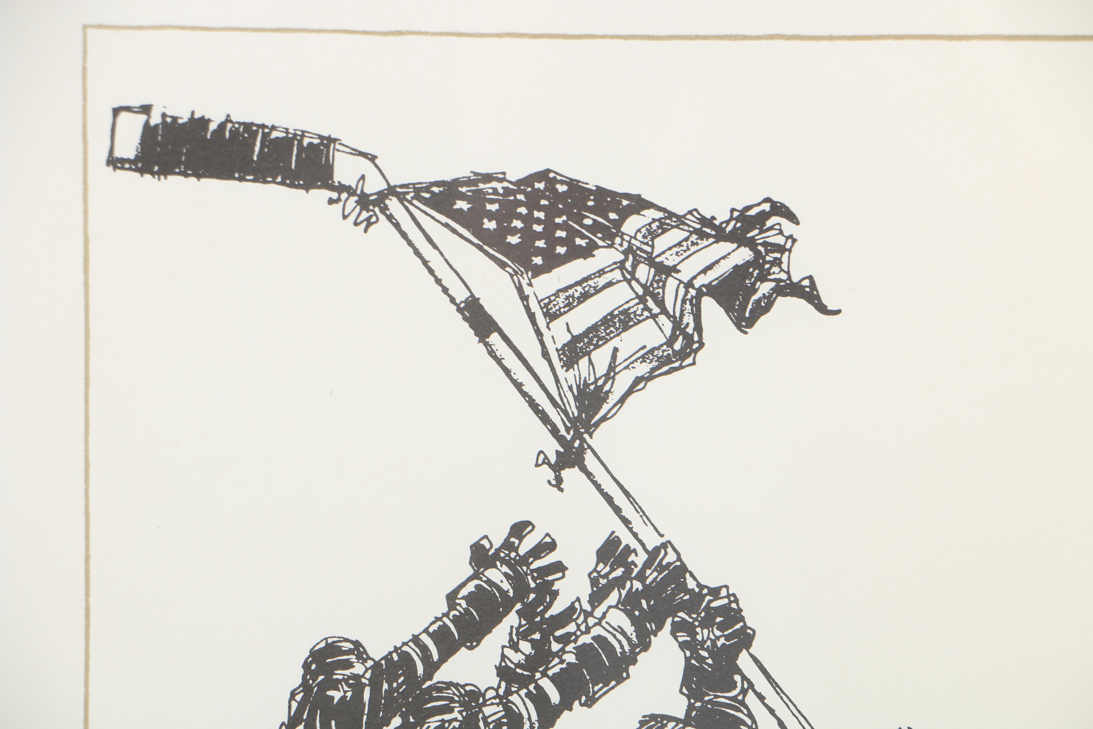 Herb Brooks Signed Print After Paul Conrad's Illustration of U.S. Hockey Team