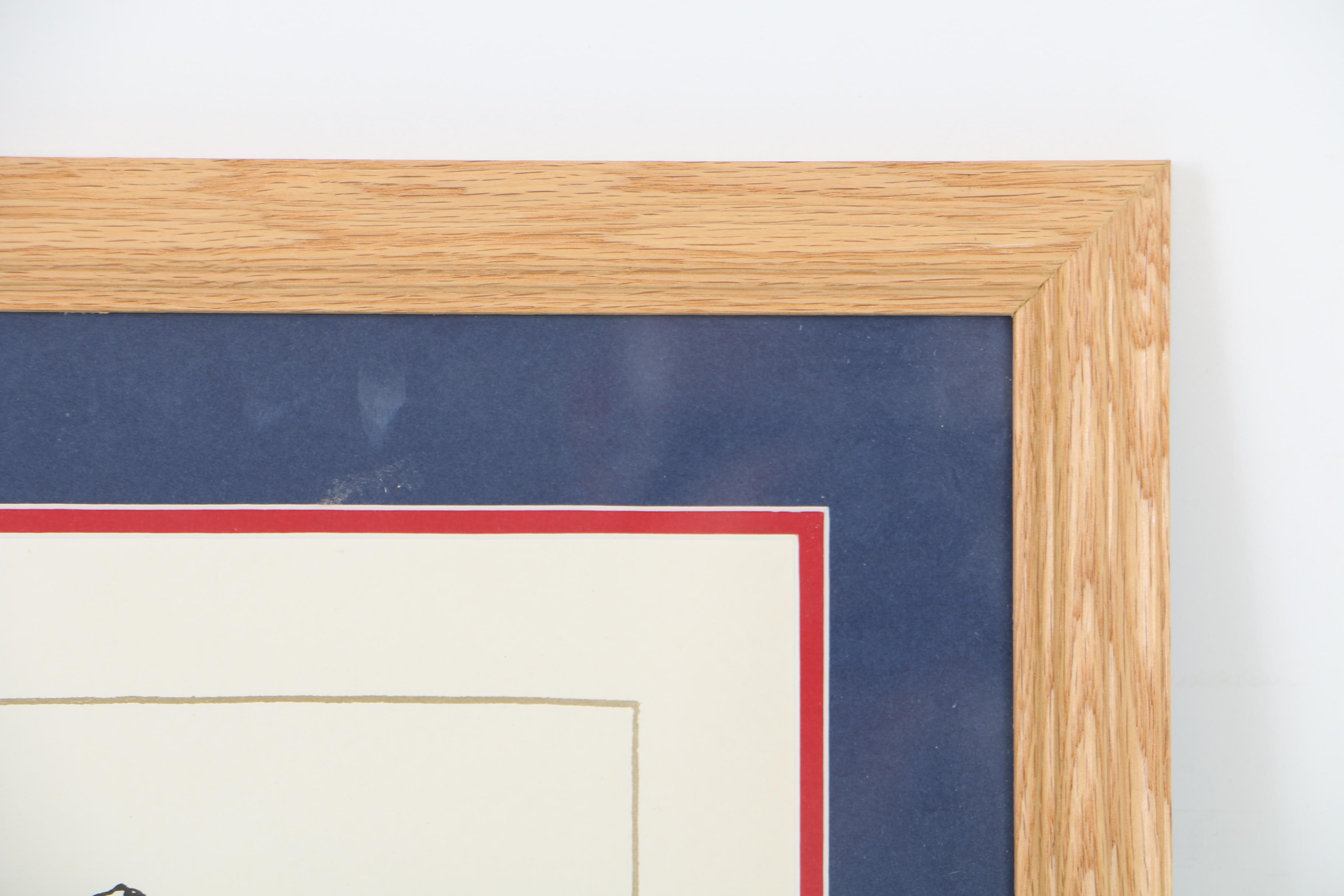 Herb Brooks Signed Print After Paul Conrad's Illustration of U.S. Hockey Team