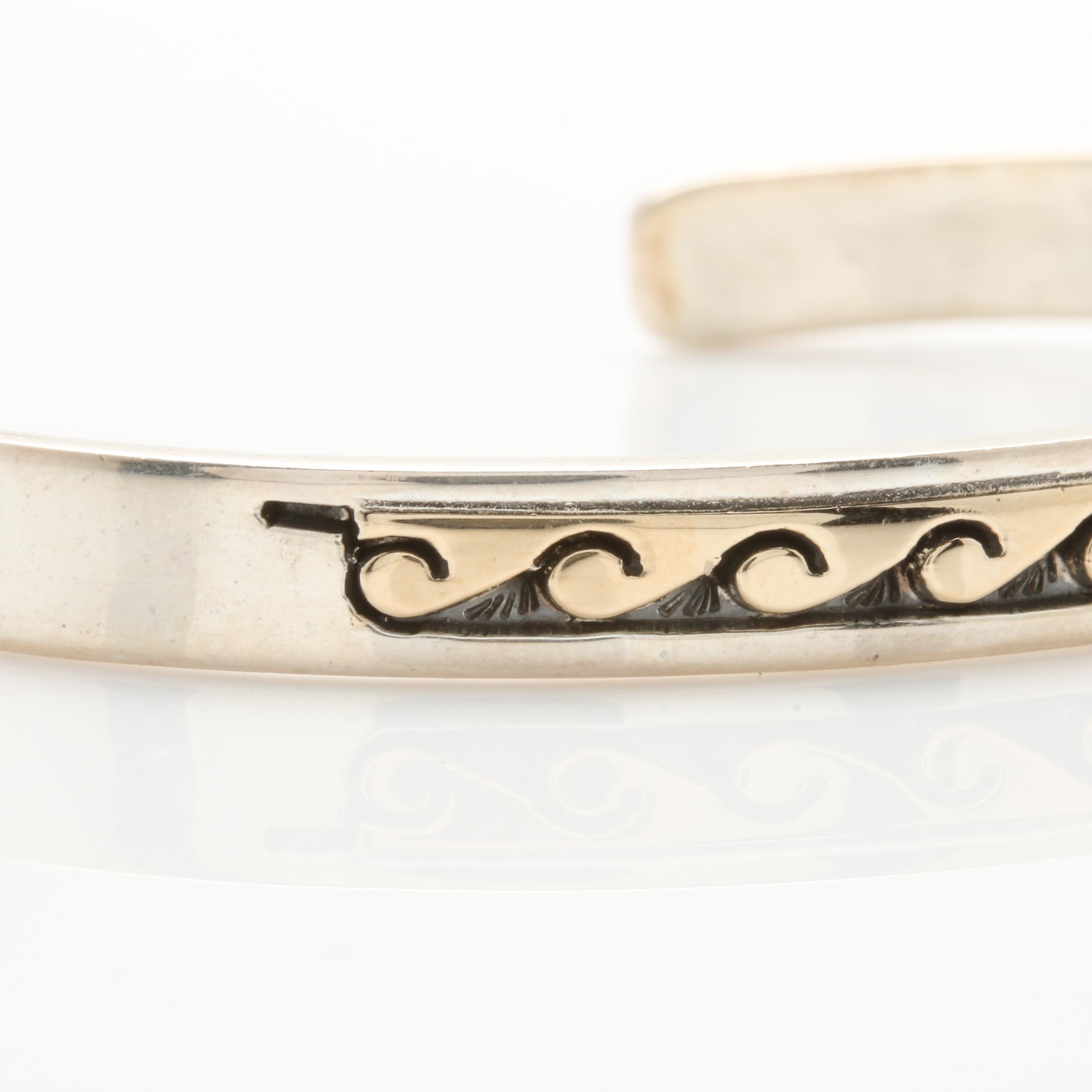 Rhoda Jack Navajo Diné Sterling Silver Cuff Bracelet and Matching Earrings