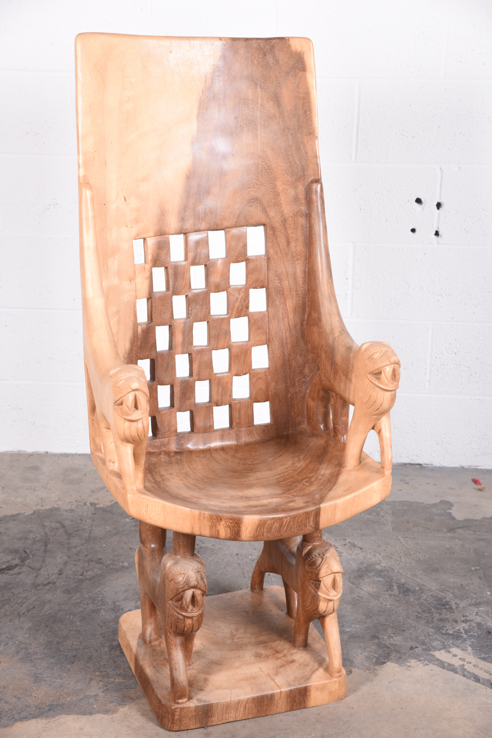 Exotic Wood Lion Chair