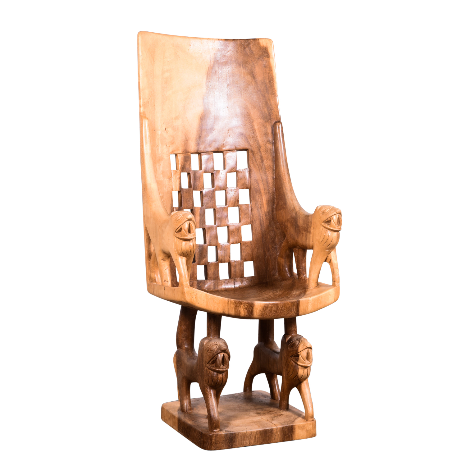 Exotic Wood Lion Chair