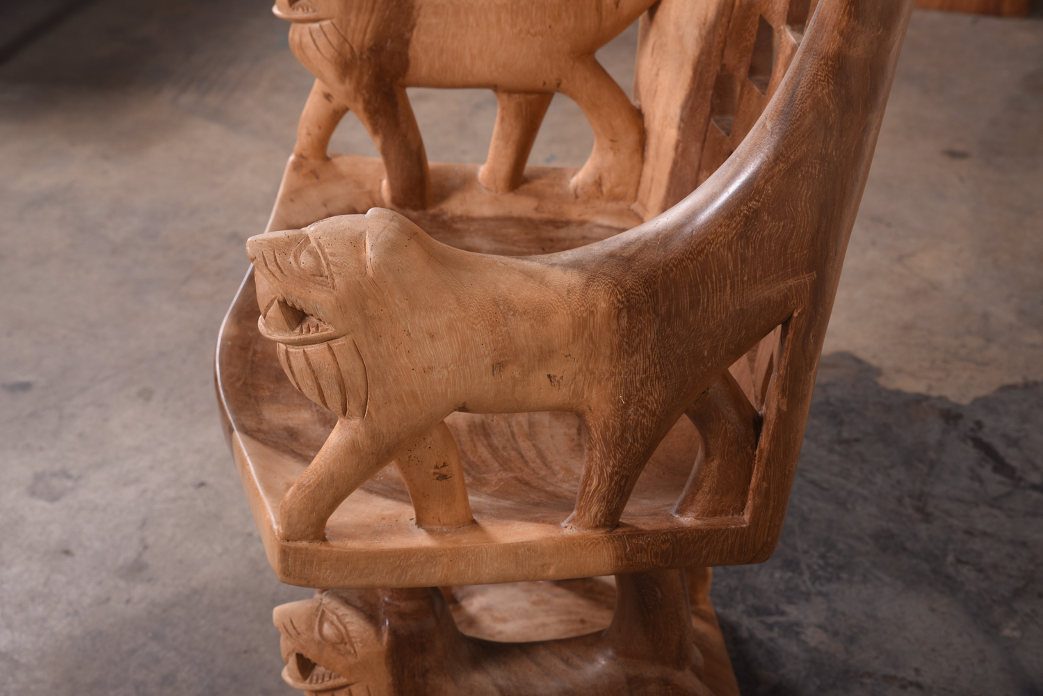 Exotic Wood Lion Chair
