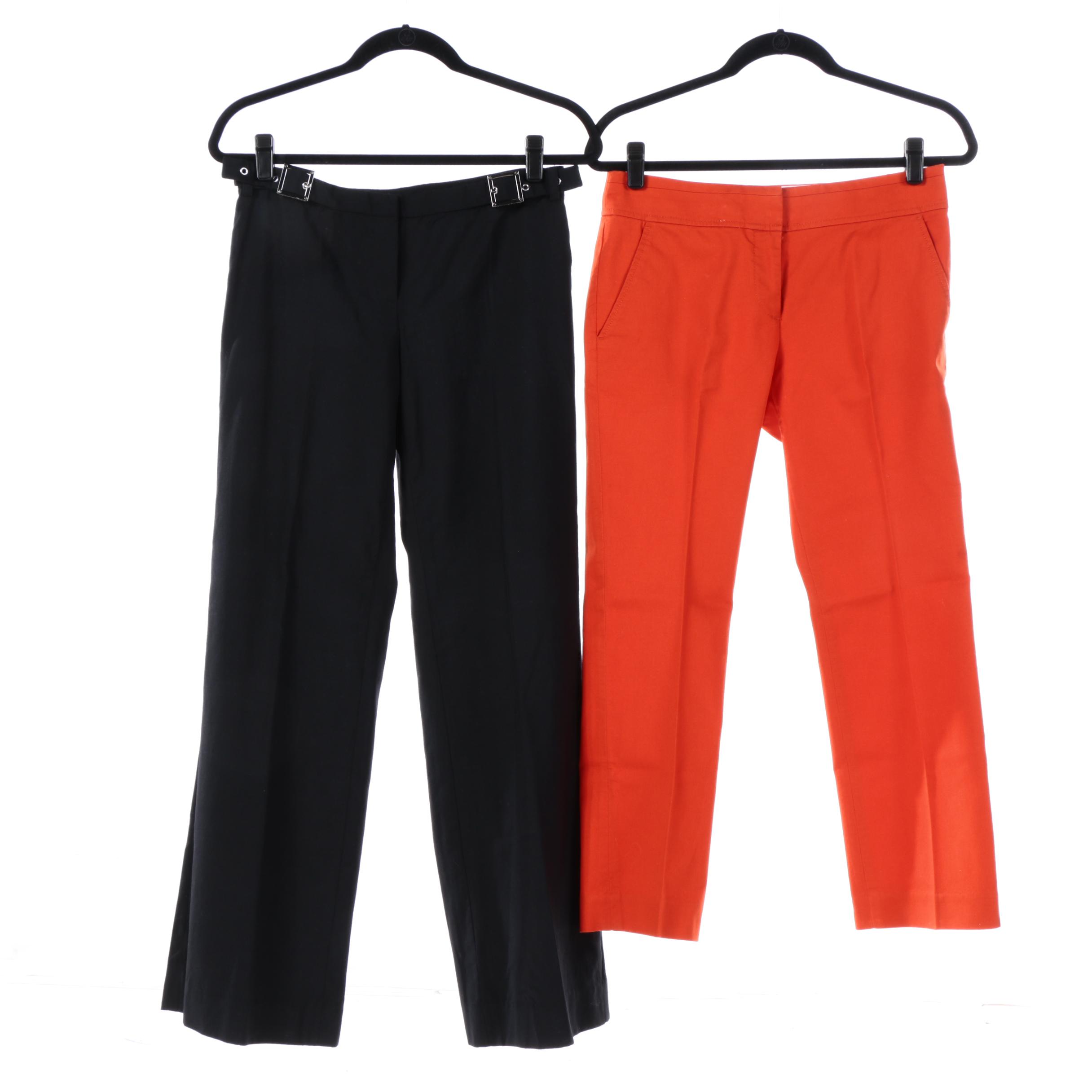 Women's Tory Burch Black Wool Blend and Orange Cotton Blend Pants
