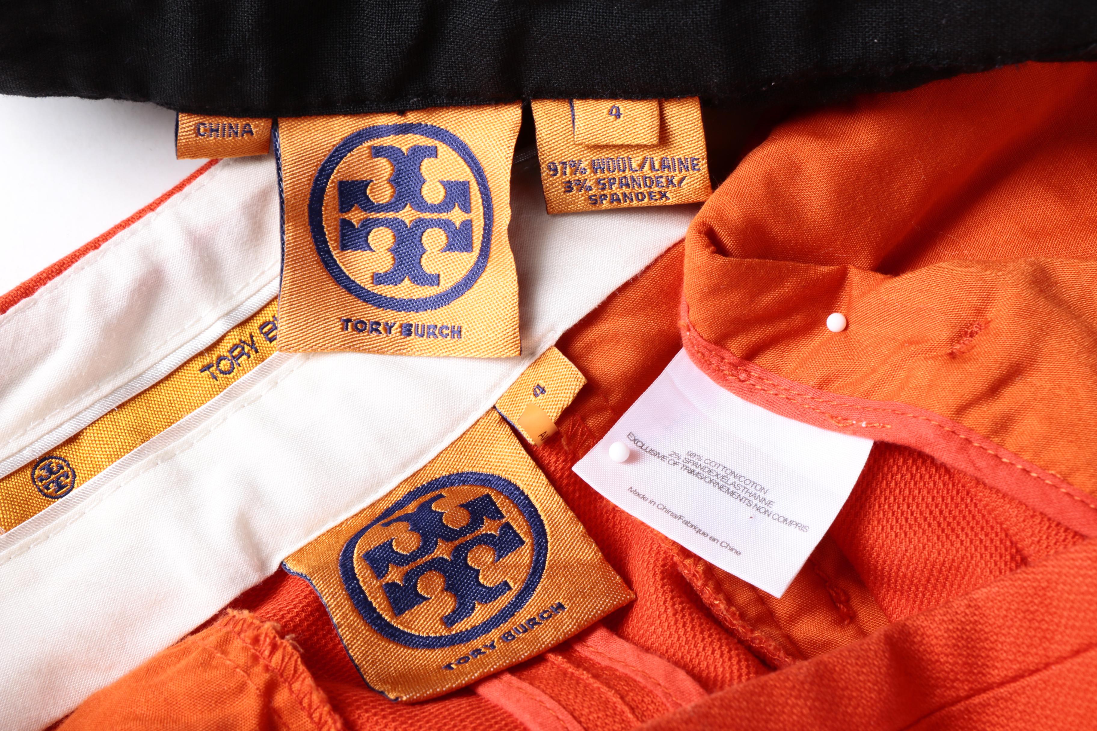 Women's Tory Burch Black Wool Blend and Orange Cotton Blend Pants