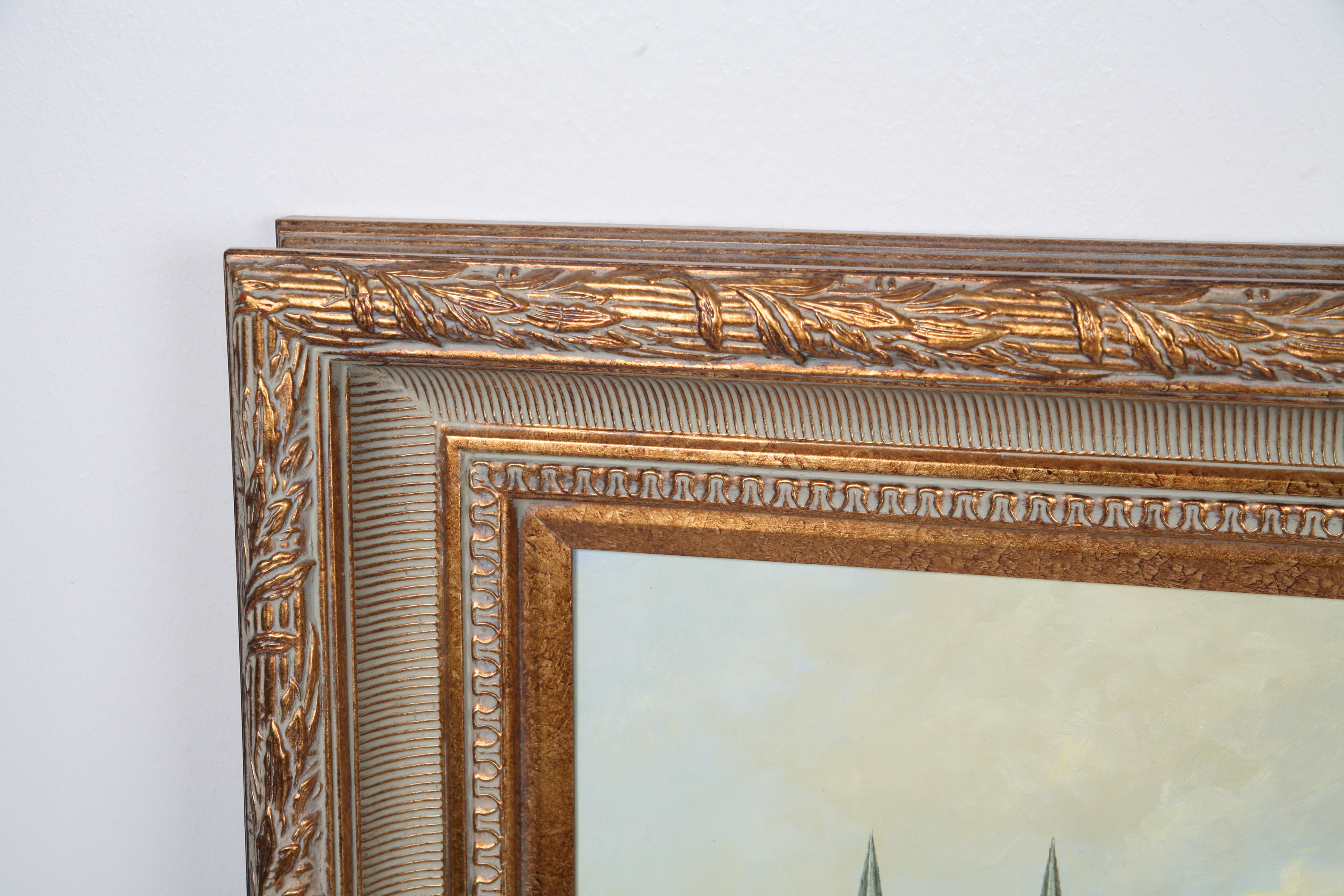 A. Sweands Oil Painting of 19th-Century European Market Scene