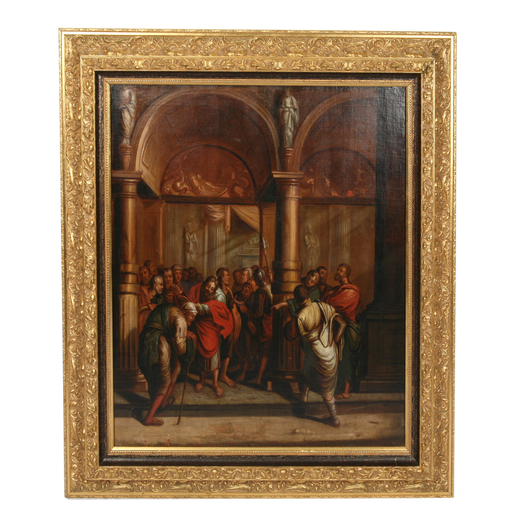 Early 19th Century Oil Painting of Christ Healing the Sick