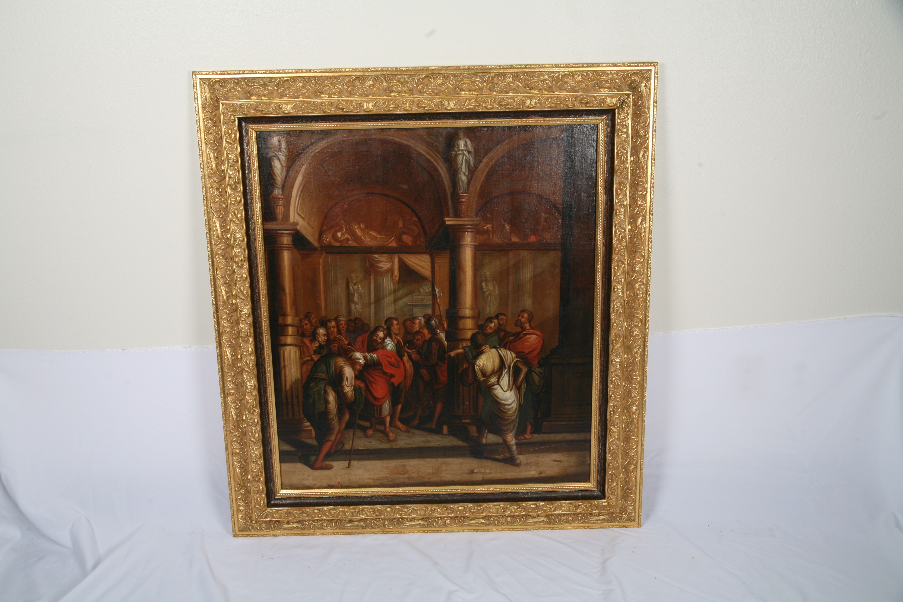 Early 19th Century Oil Painting of Christ Healing the Sick