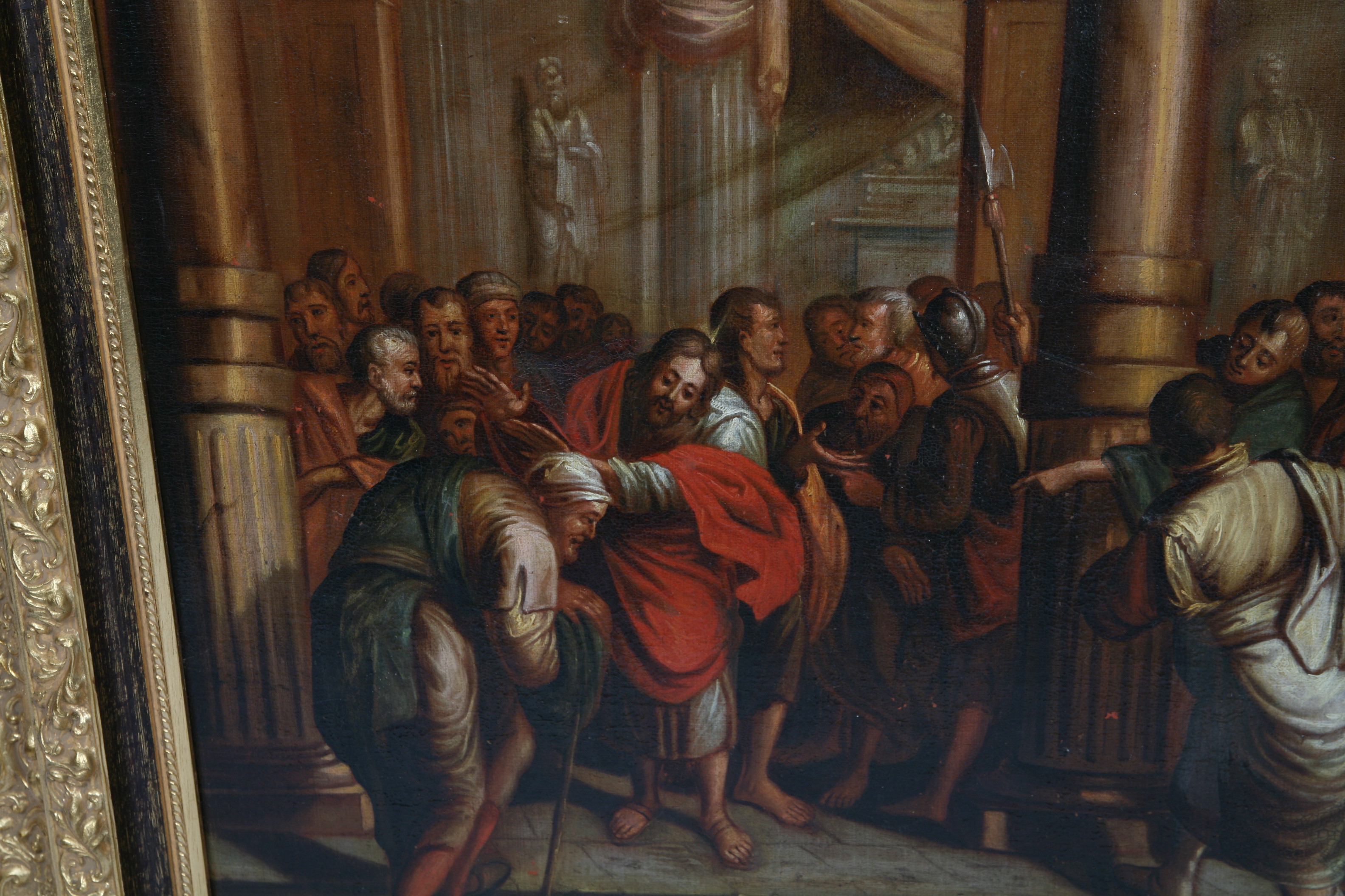 Early 19th Century Oil Painting of Christ Healing the Sick