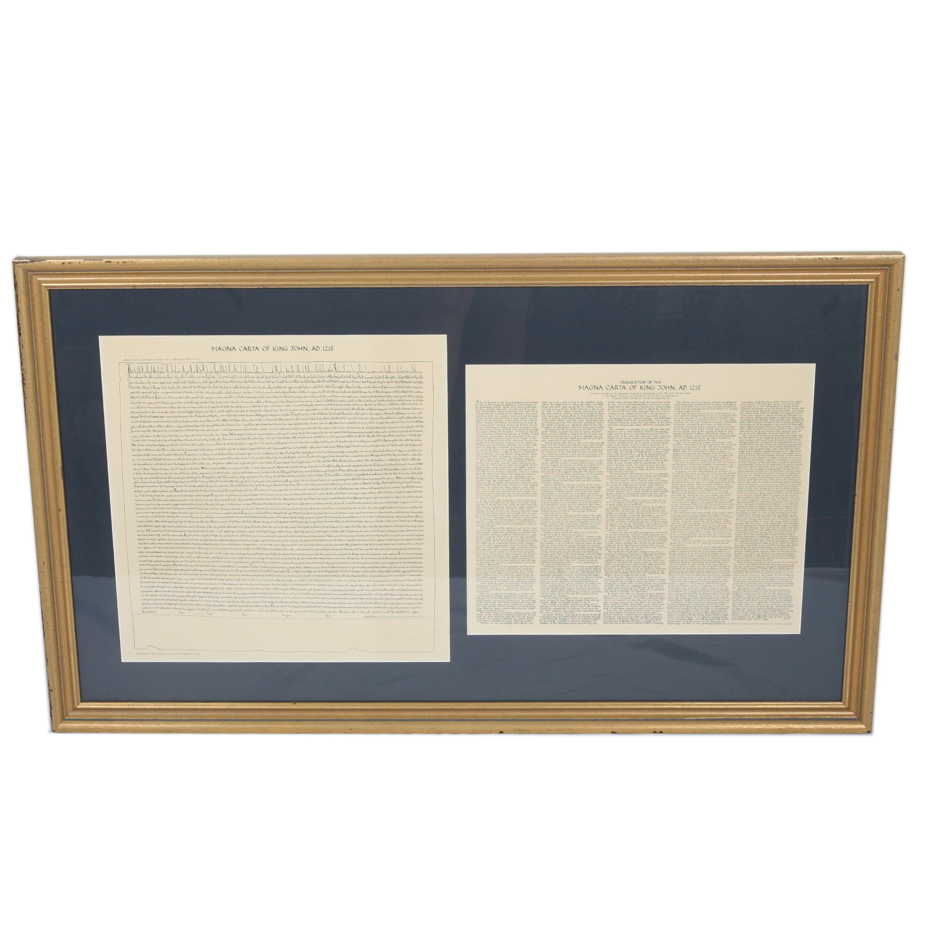 Offset Lithographs With Text from the "Magna Carta"