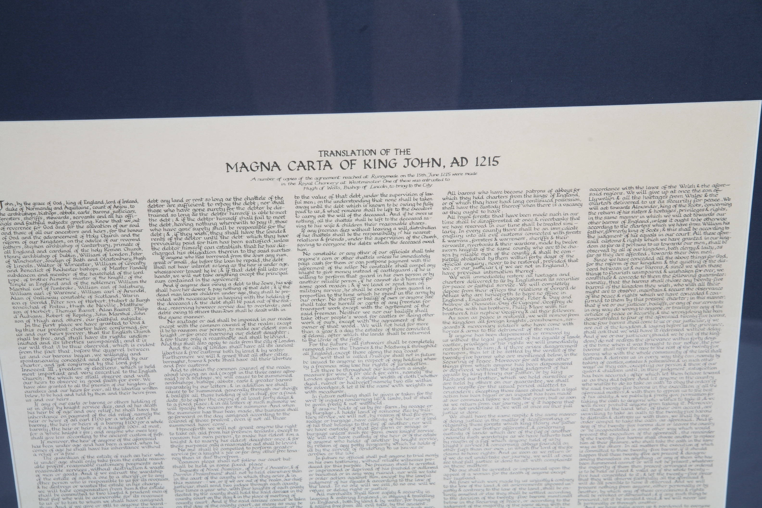 Offset Lithographs With Text from the "Magna Carta"