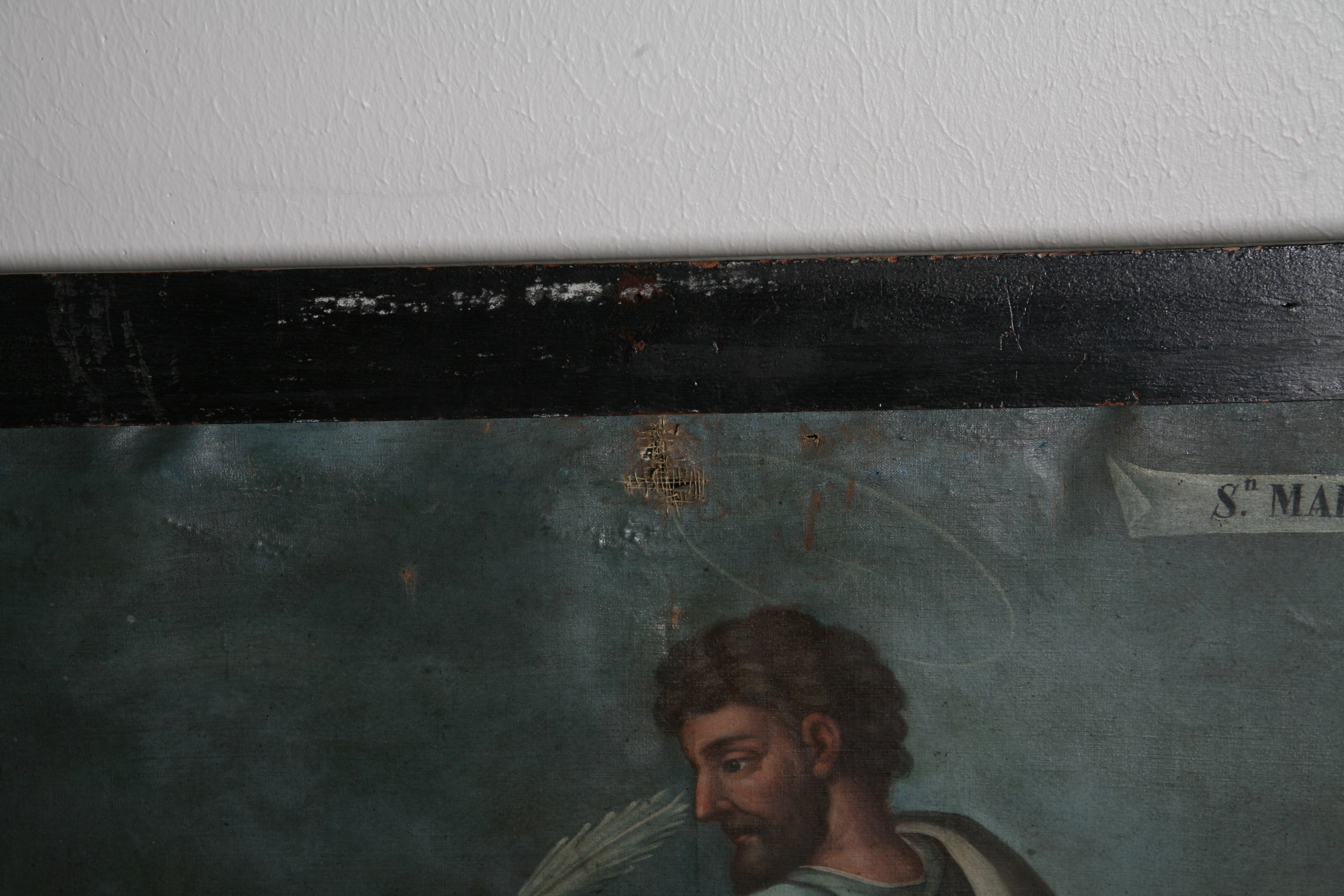 Vintage Oil Painting of Saint Mark with Lion