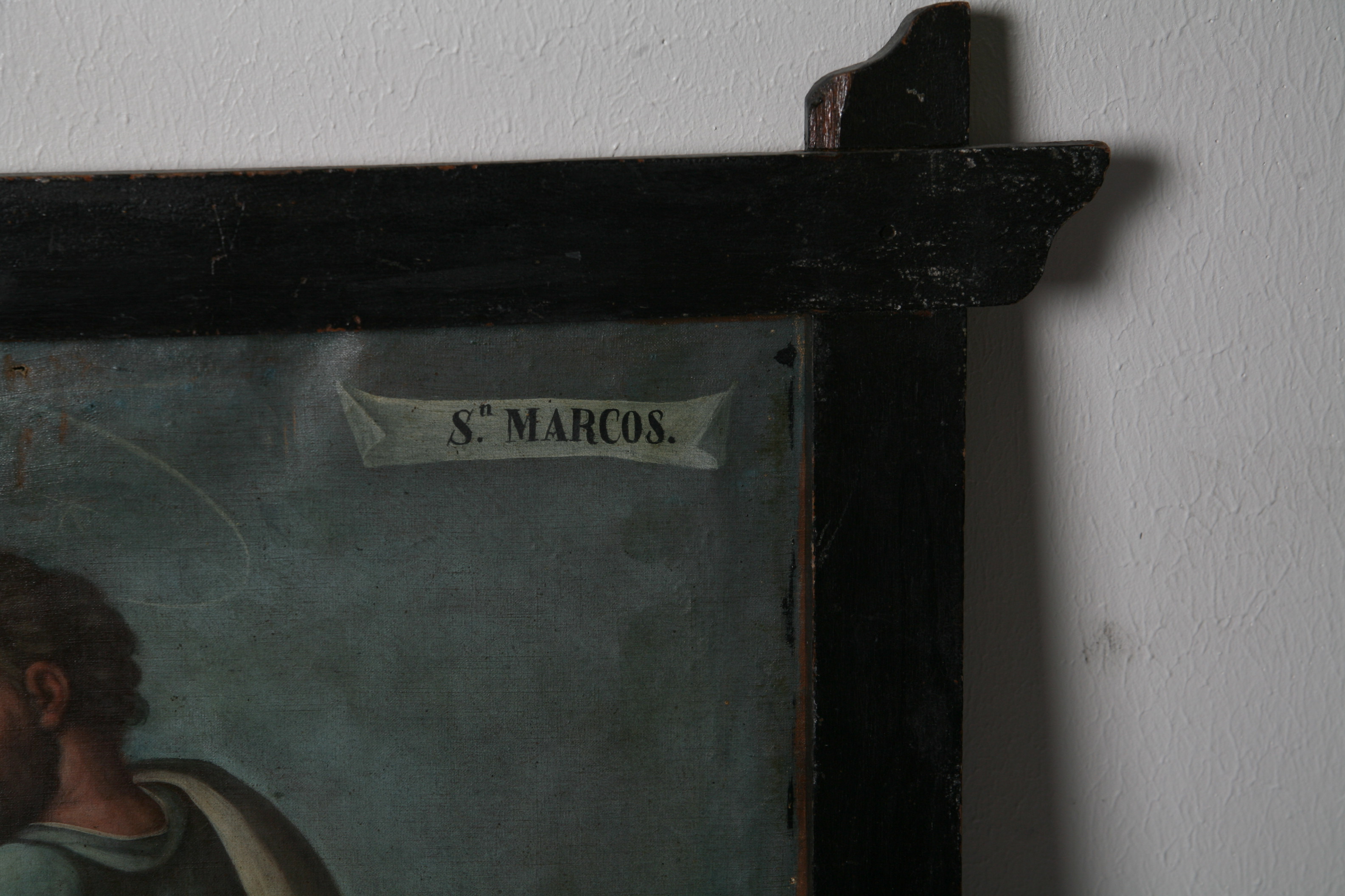 Vintage Oil Painting of Saint Mark with Lion