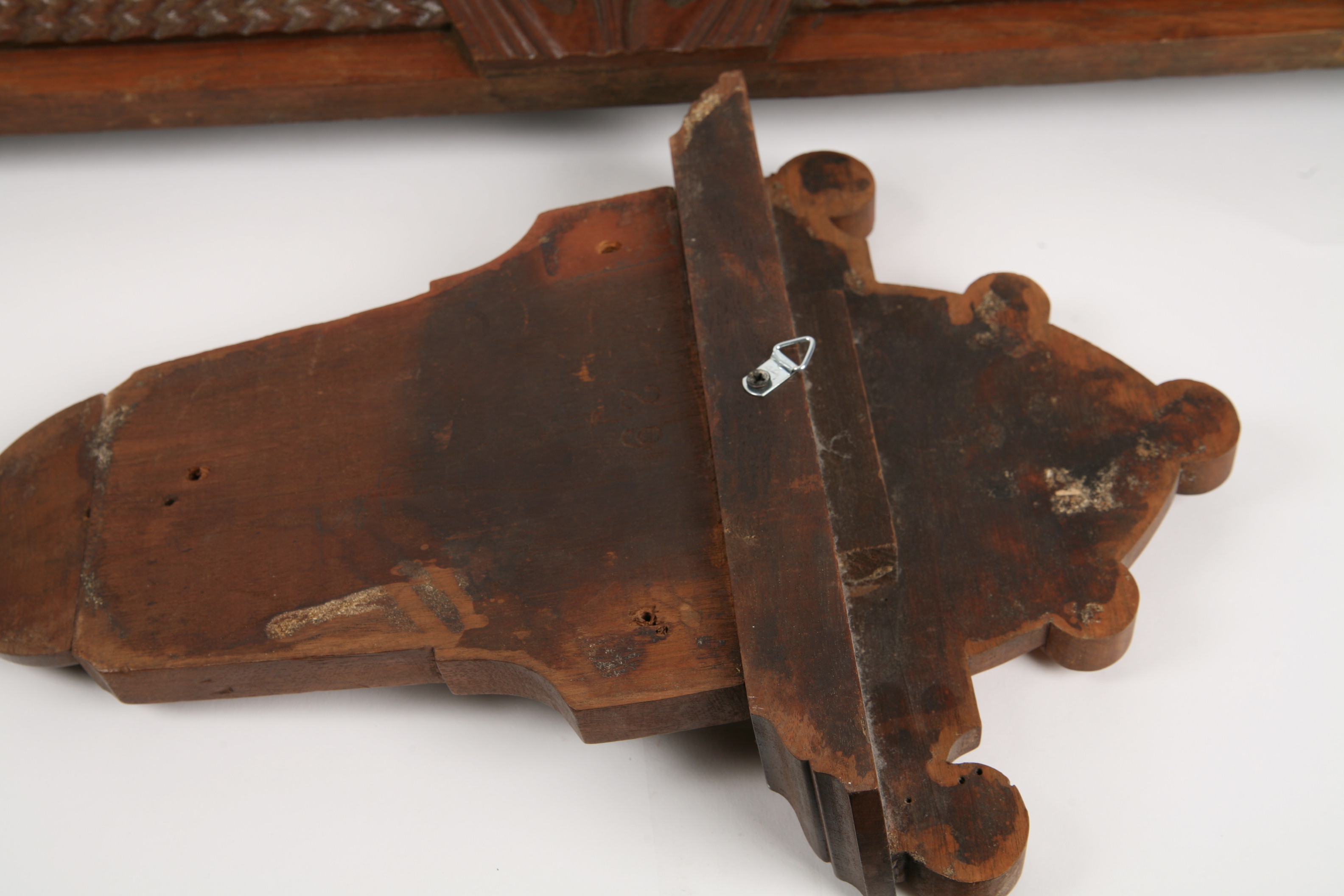 Carved Oak Architectural Pediment and Corbel