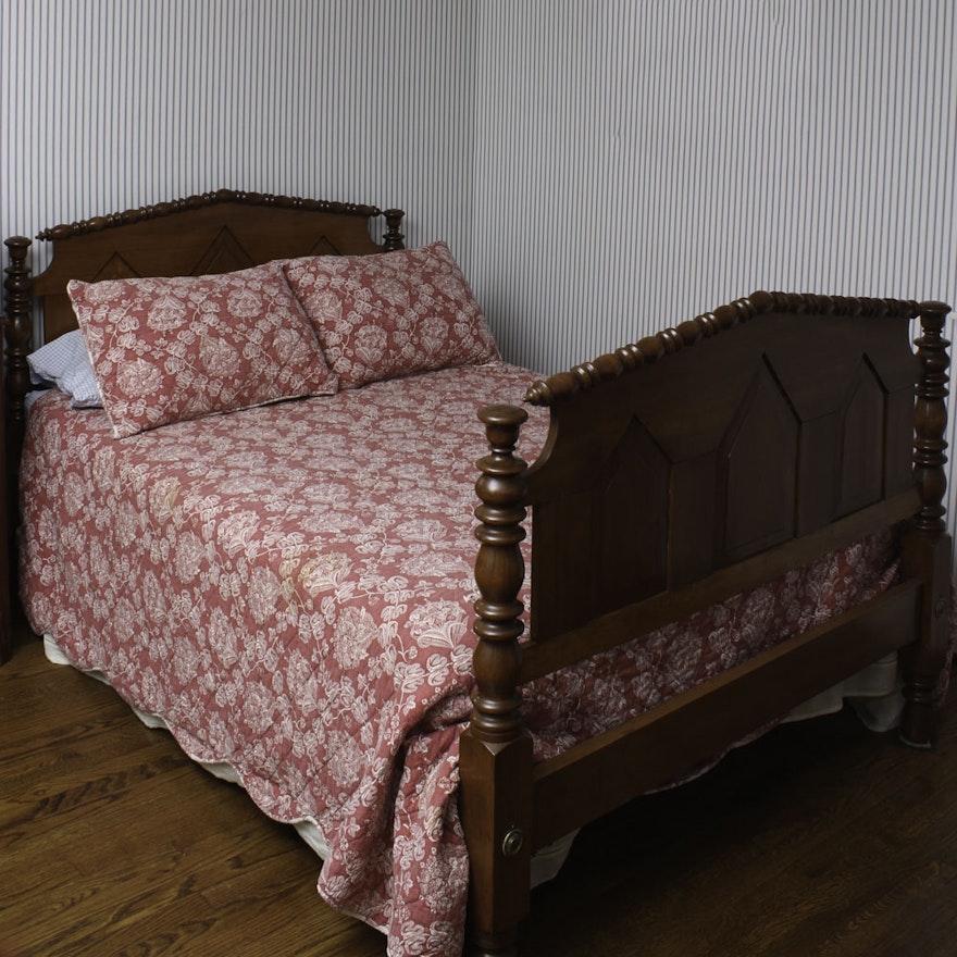 Antique Victorian Full Size Spindle Bed Frame