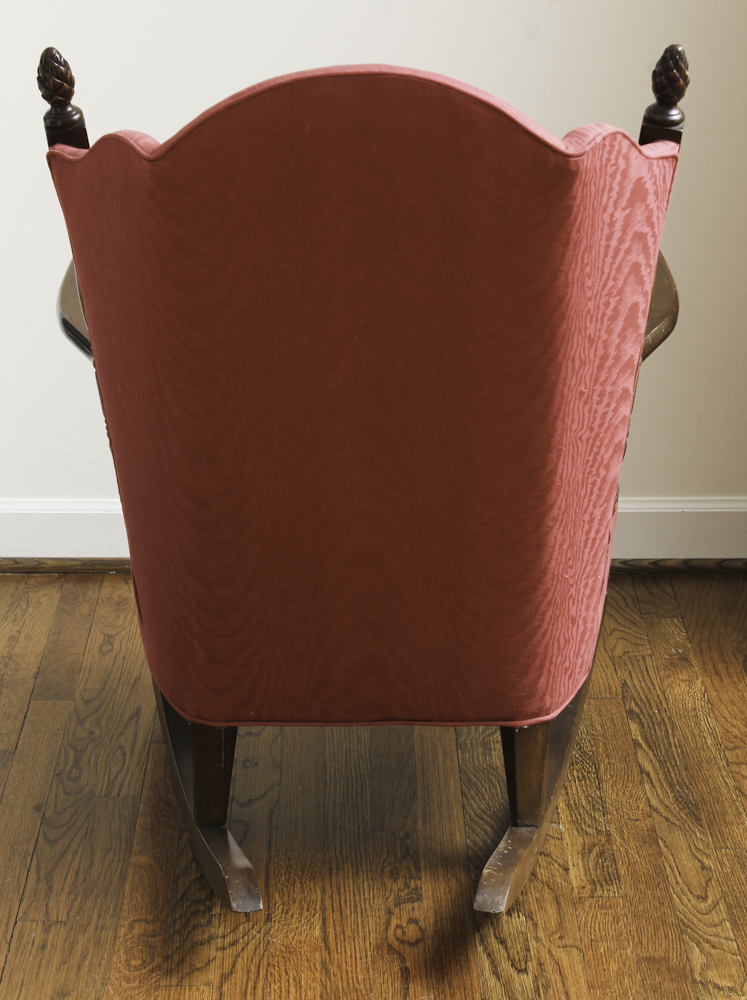 Vintage Upholstered Wingback Rocking Chair