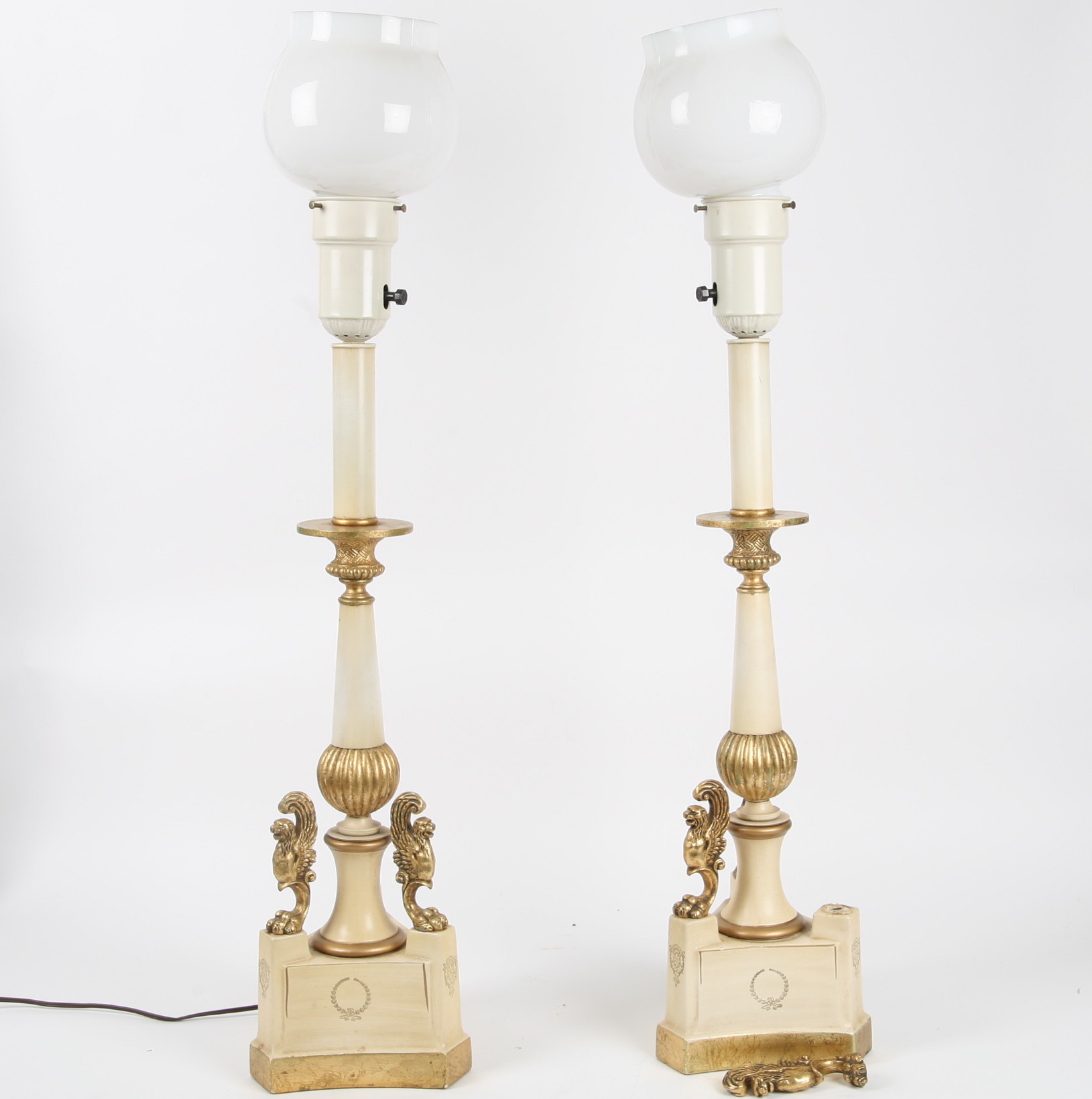 Pair of Vintage Torchiere Buffet Lamps