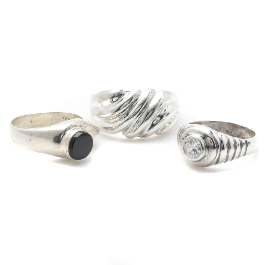 Sterling Silver Rings Including Black Onyx