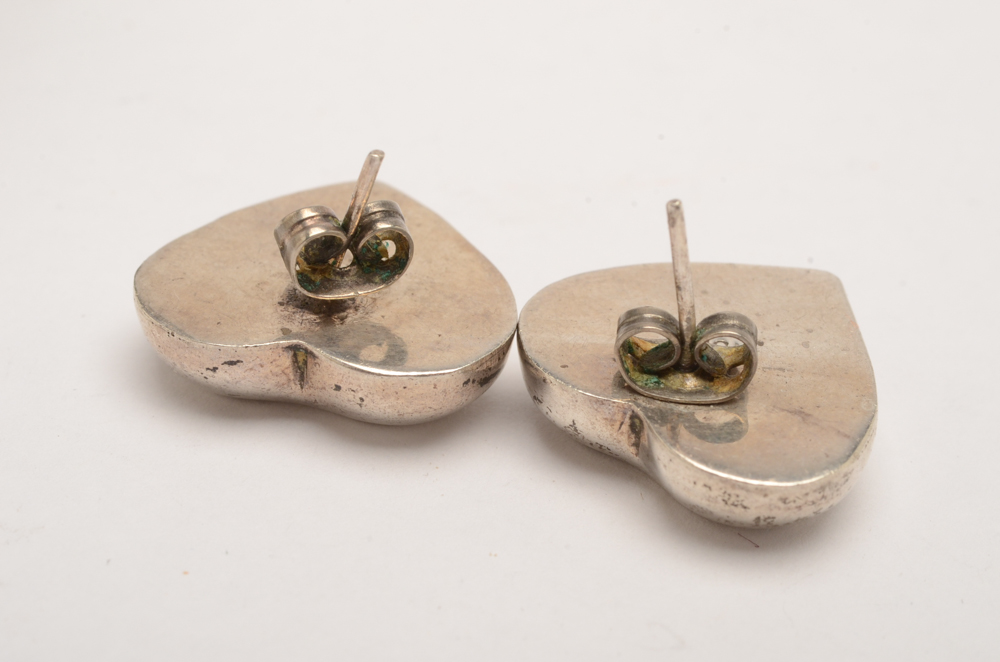 Sterling Silver Lighter Case and Heart-Shaped Earrings