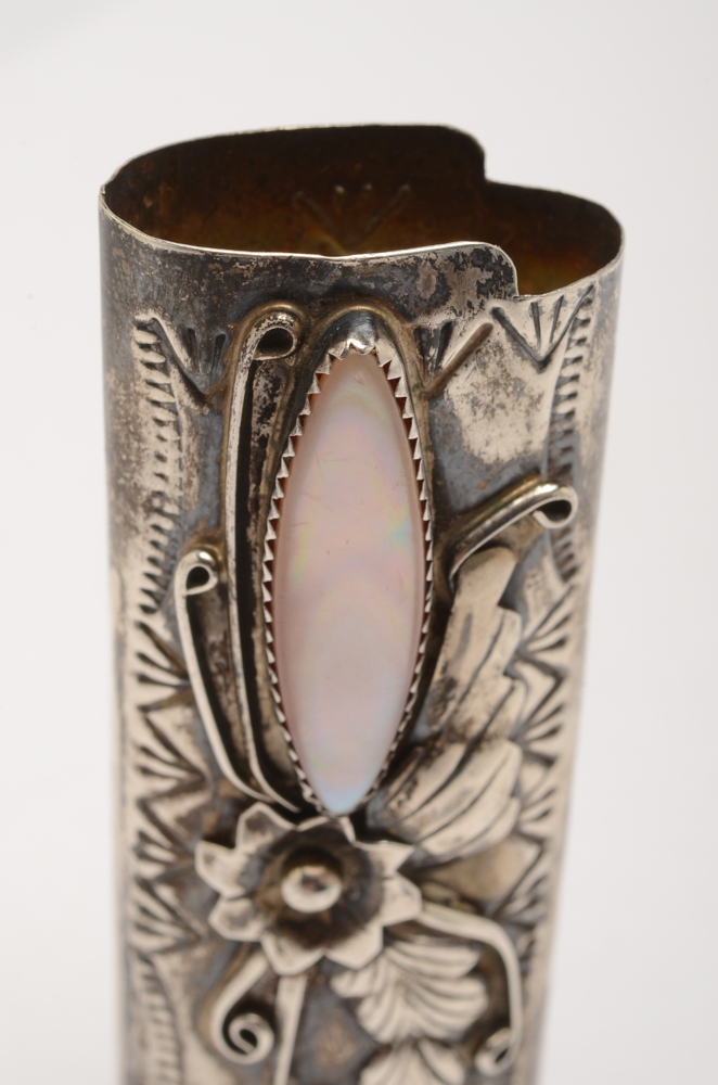 Sterling Silver Lighter Case and Heart-Shaped Earrings