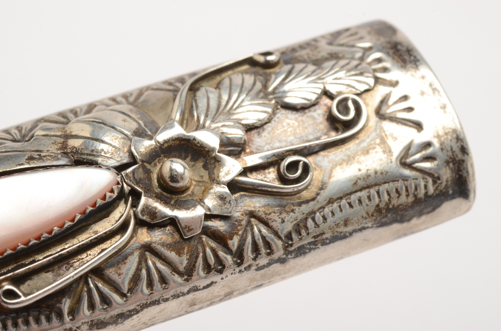 Sterling Silver Lighter Case and Heart-Shaped Earrings