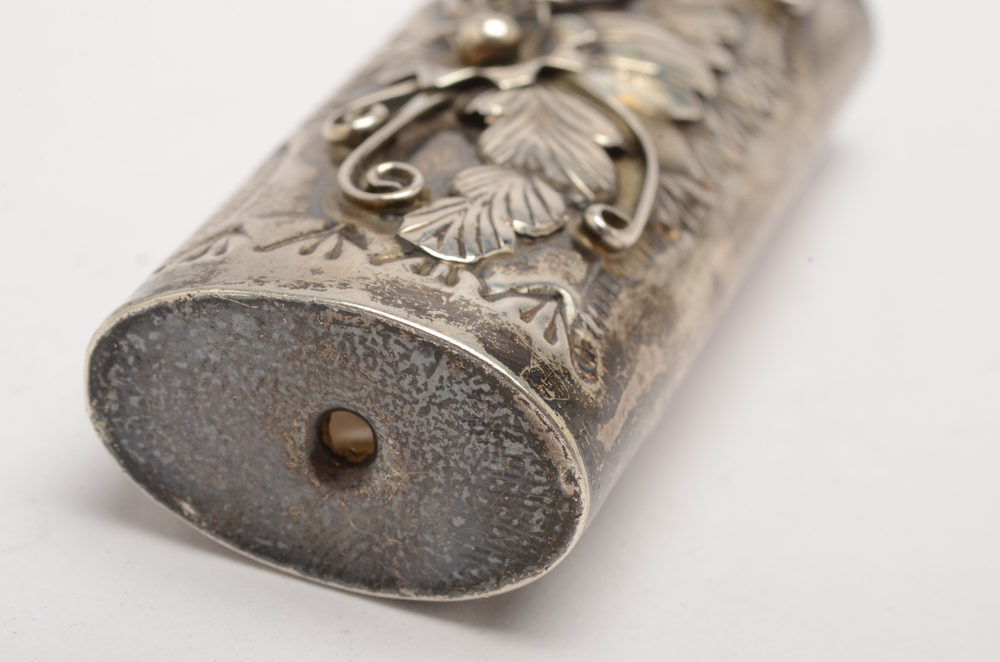 Sterling Silver Lighter Case and Heart-Shaped Earrings