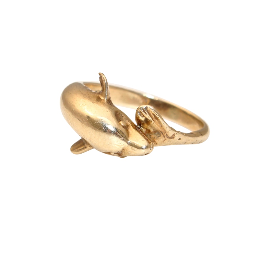 10K Yellow Gold Dolphin Ring