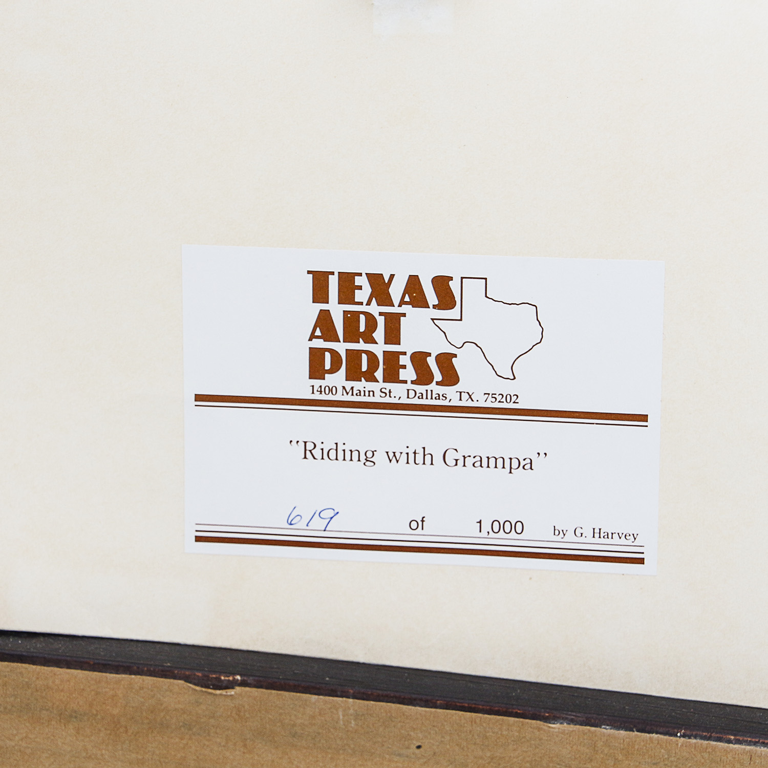 Limited Edition Offset Lithograph After G. Harvey "Riding with Grampa"