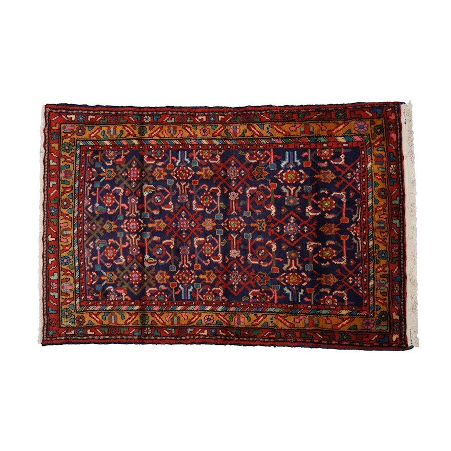 Hand-Knotted Persian Herati Area Rug