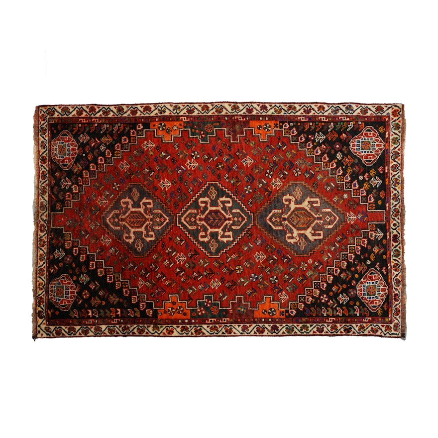 Hand-Knotted Persian Qashqai Area Rug