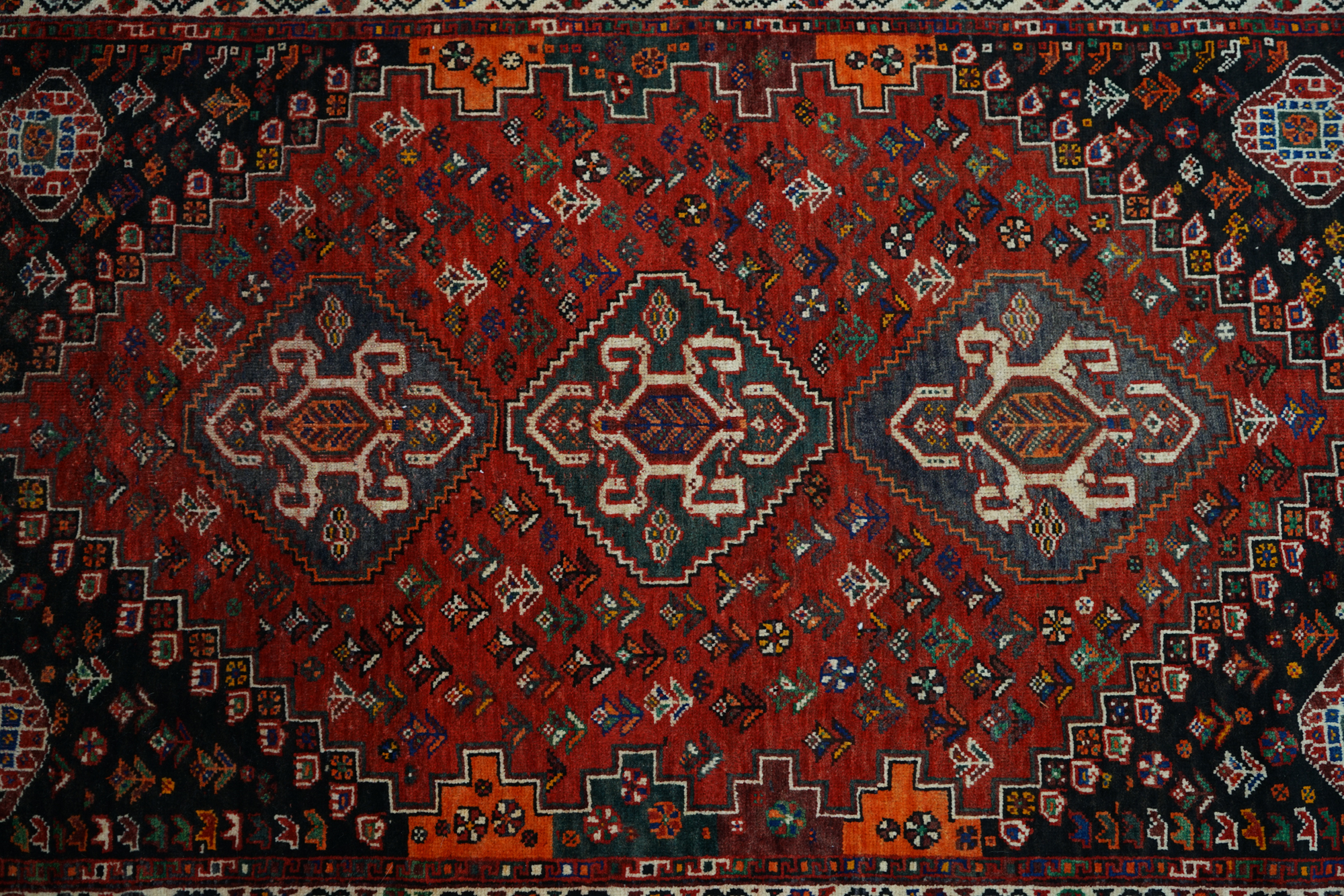 Hand-Knotted Persian Qashqai Area Rug