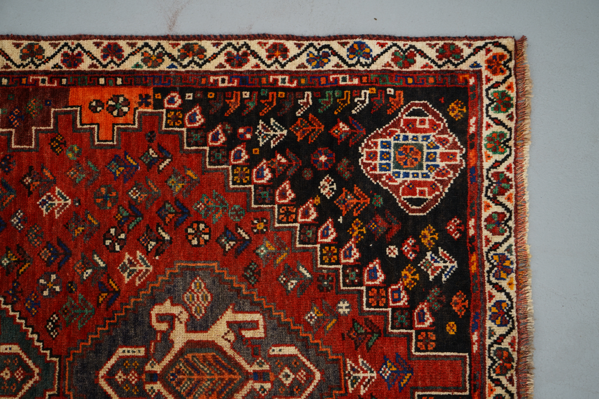 Hand-Knotted Persian Qashqai Area Rug