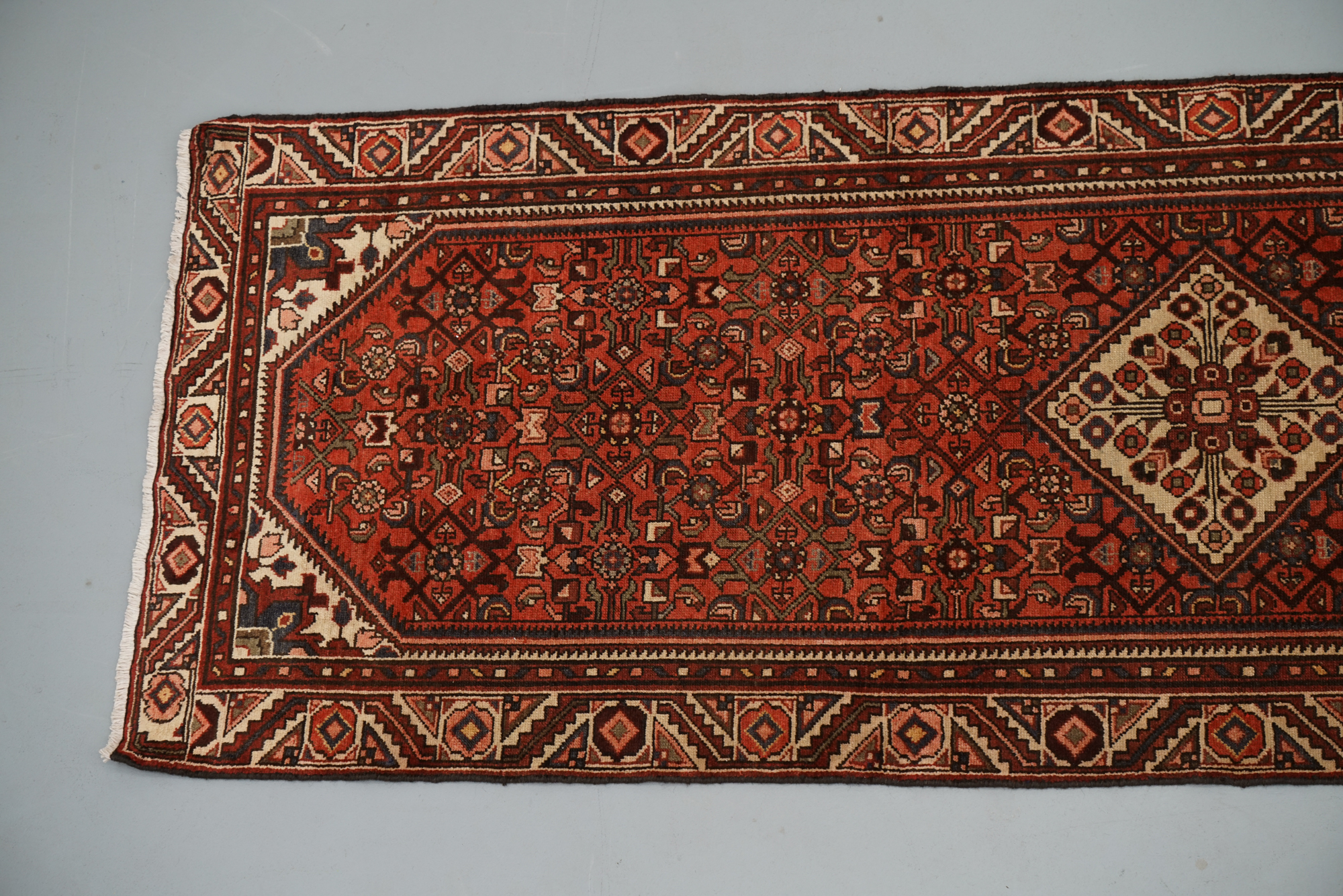 Hand-Knotted Persian Hamadan Carpet Runner
