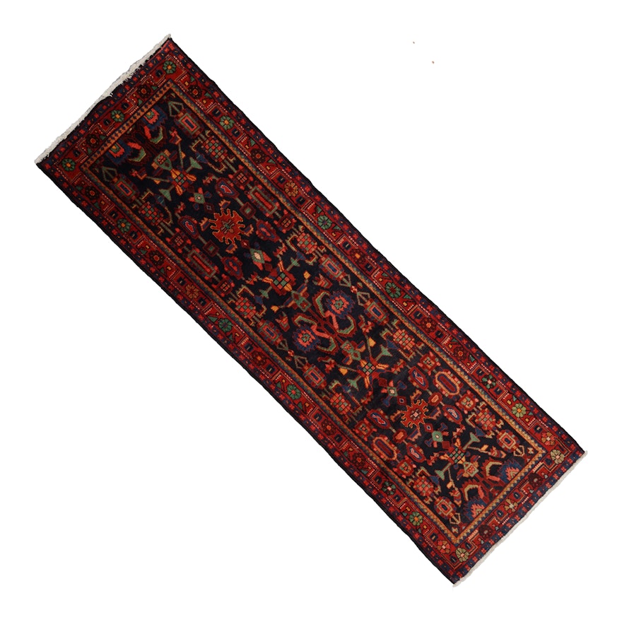 Hand-Knotted Persian Geometric-Herati Long Rug