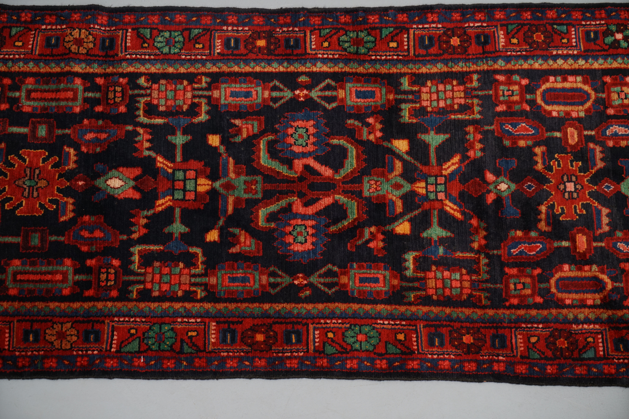 Hand-Knotted Persian Geometric-Herati Long Rug