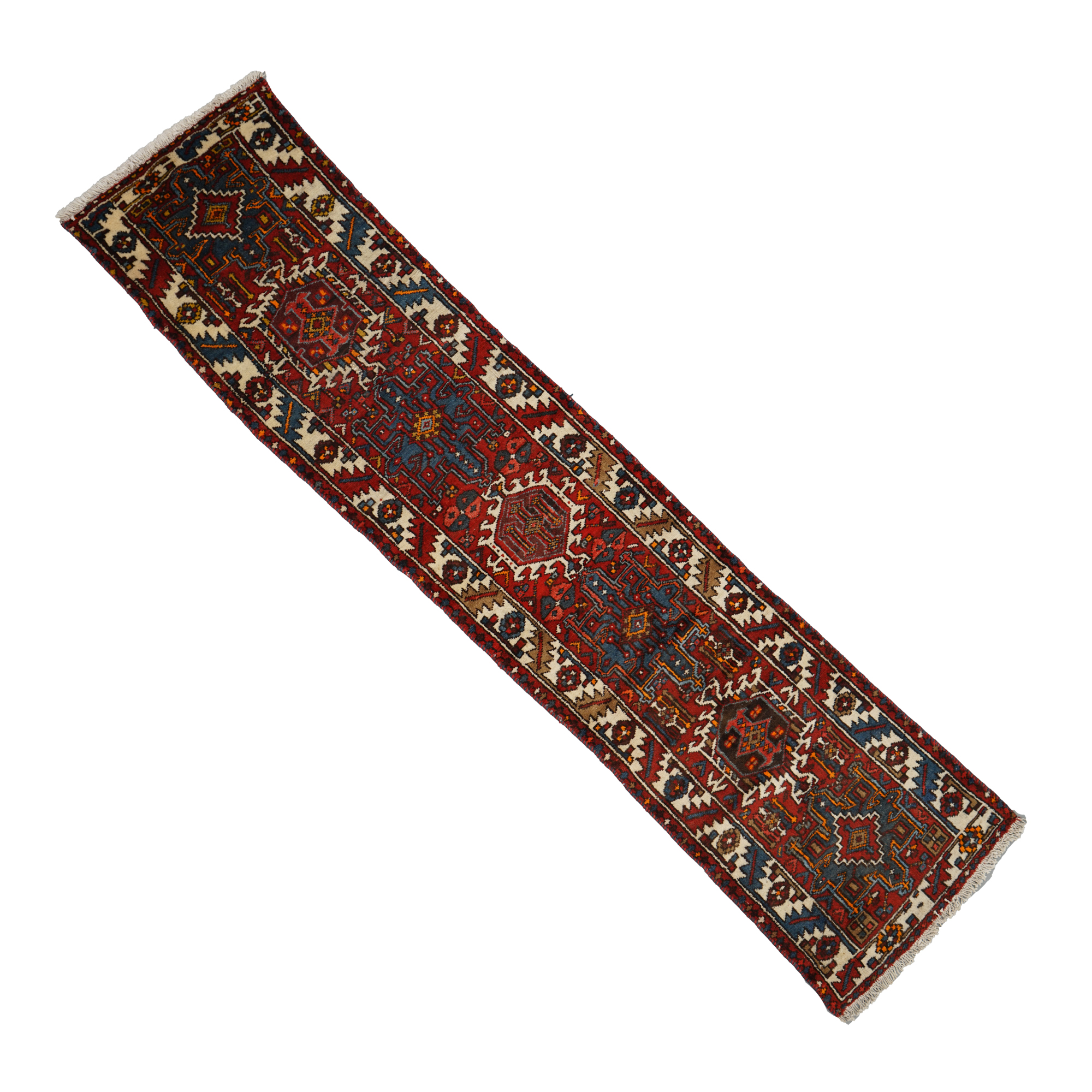 Hand-Knotted Persian Karaja Wool Carpet Runner
